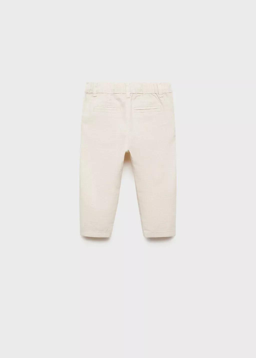 Beige Contrast Waistband Chinos Trousers, Kids Boys, , large image number 2