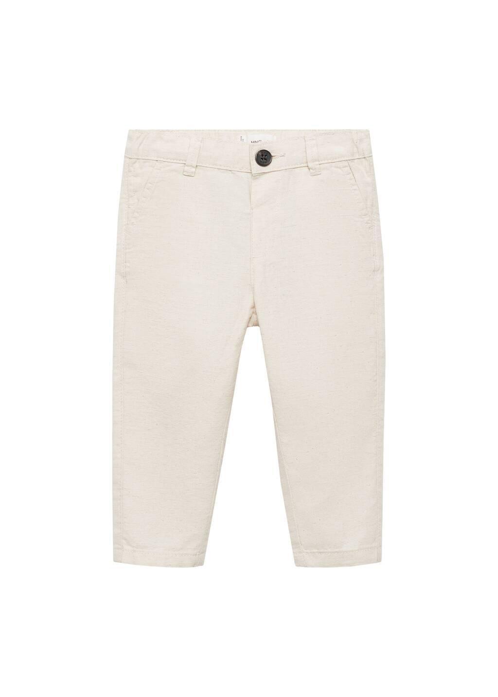 Beige Contrast Waistband Chinos Trousers, Kids Boys, , large image number 3
