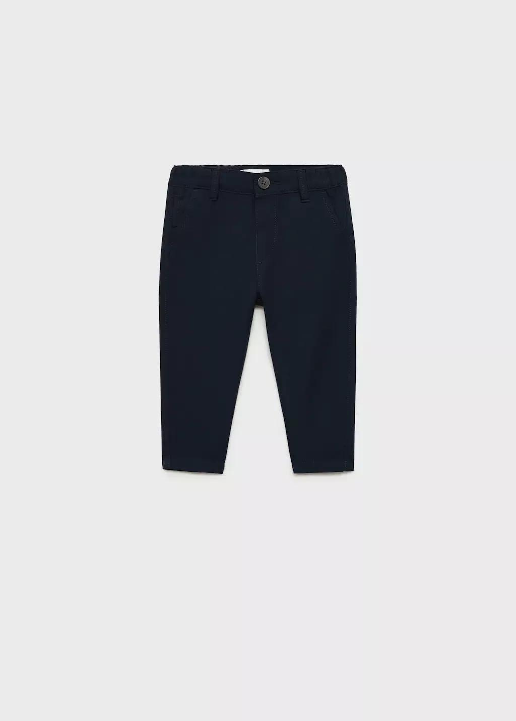 Navy Contrast Waistband Chinos Trousers, Kids Boys, , medium