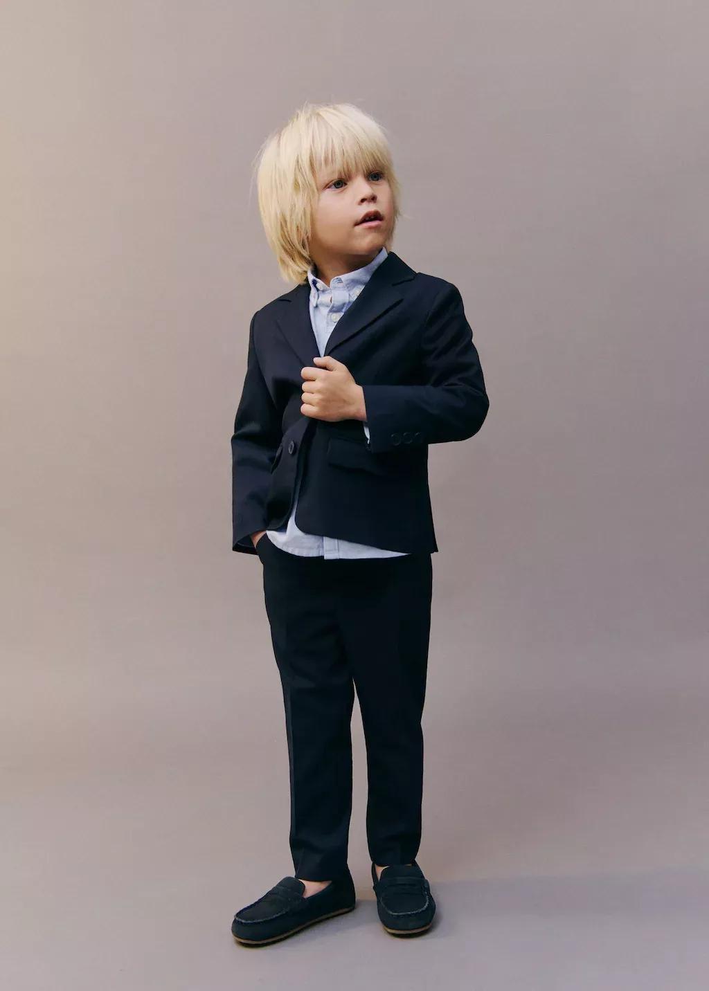 Navy Contrast Waistband Chinos Trousers, Kids Boys, , large image number 1