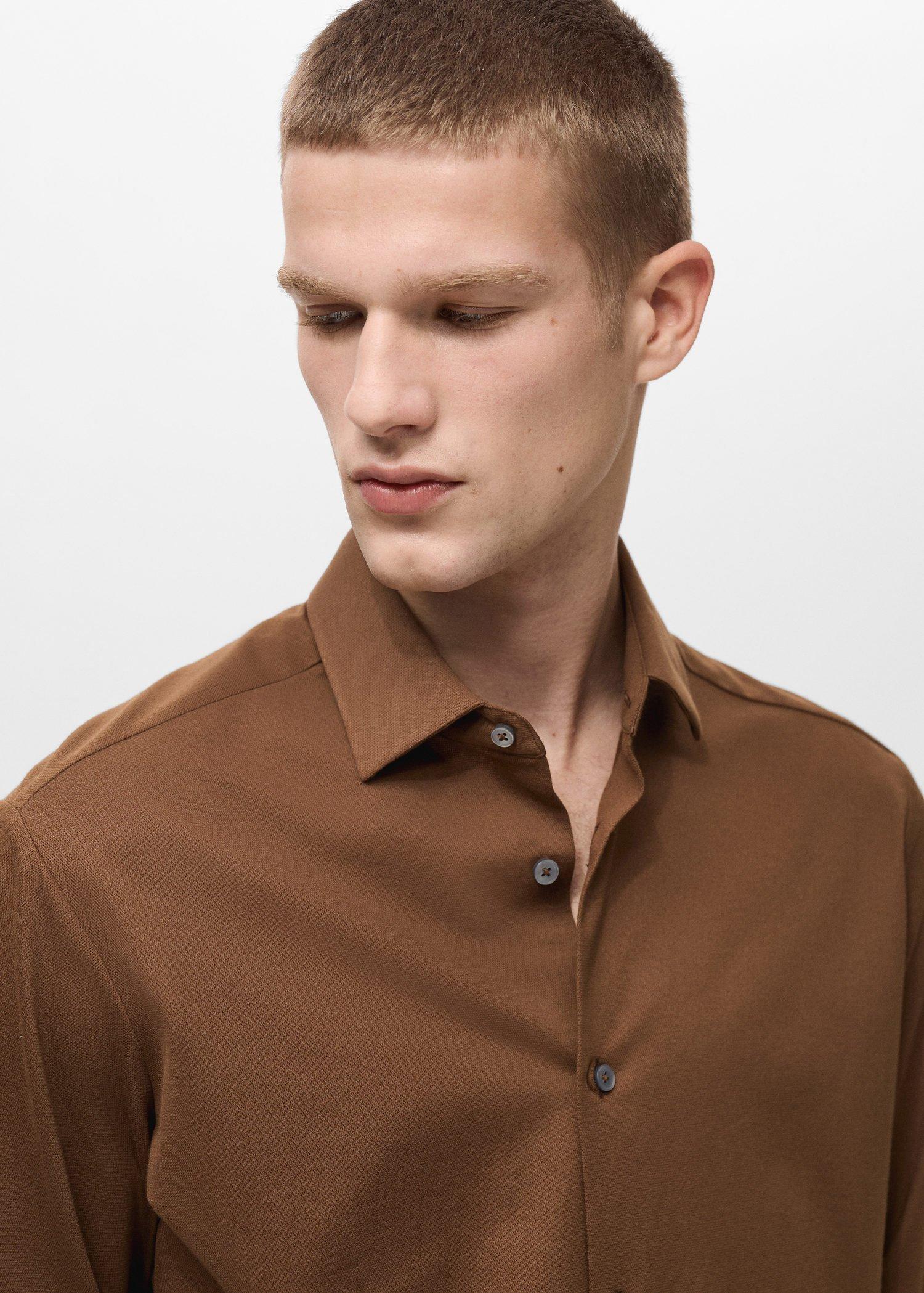 Brown Comfort Stretch Non-Iron Shirt, , large image number 2