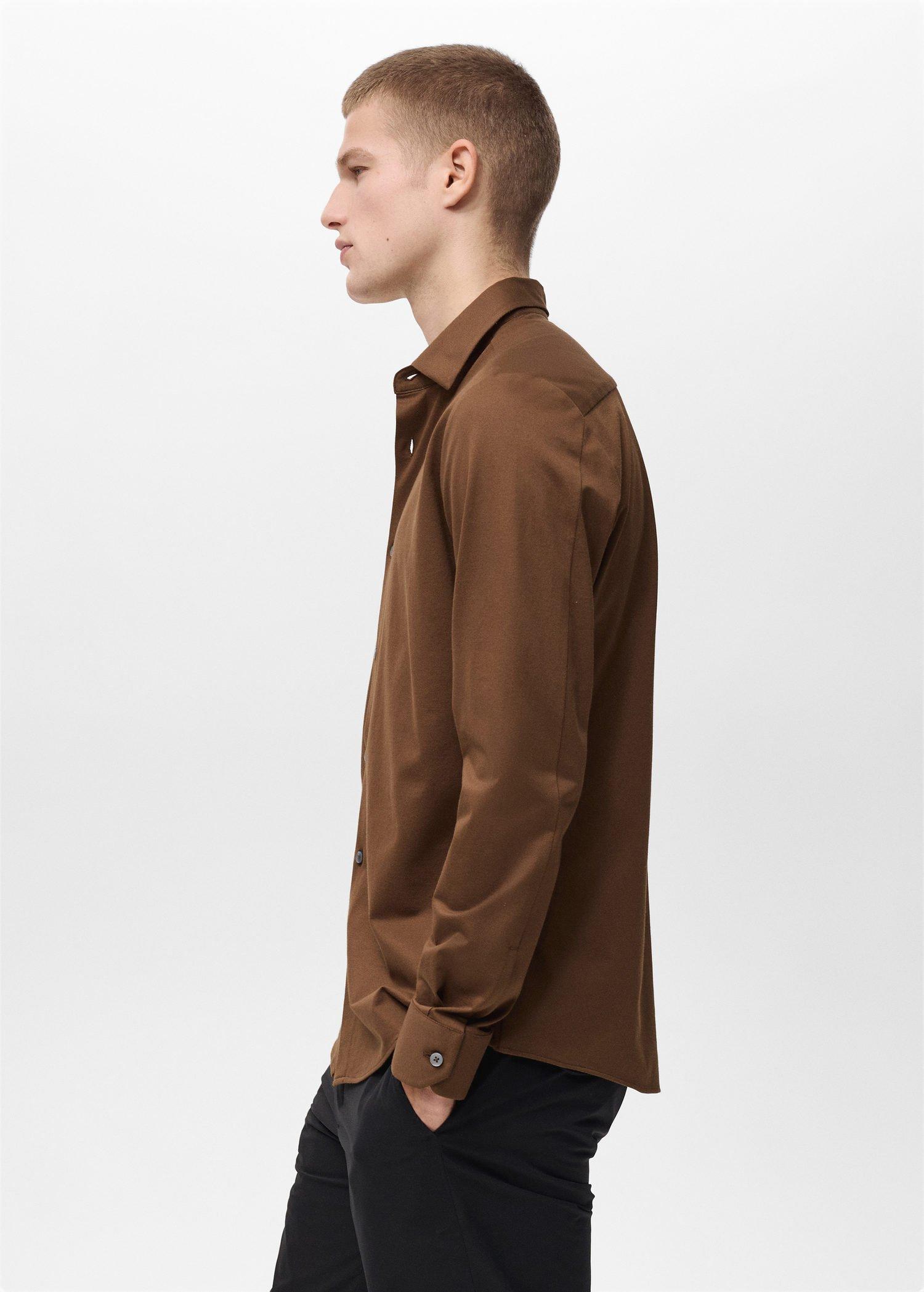 Brown Comfort Stretch Non-Iron Shirt, , large image number 3