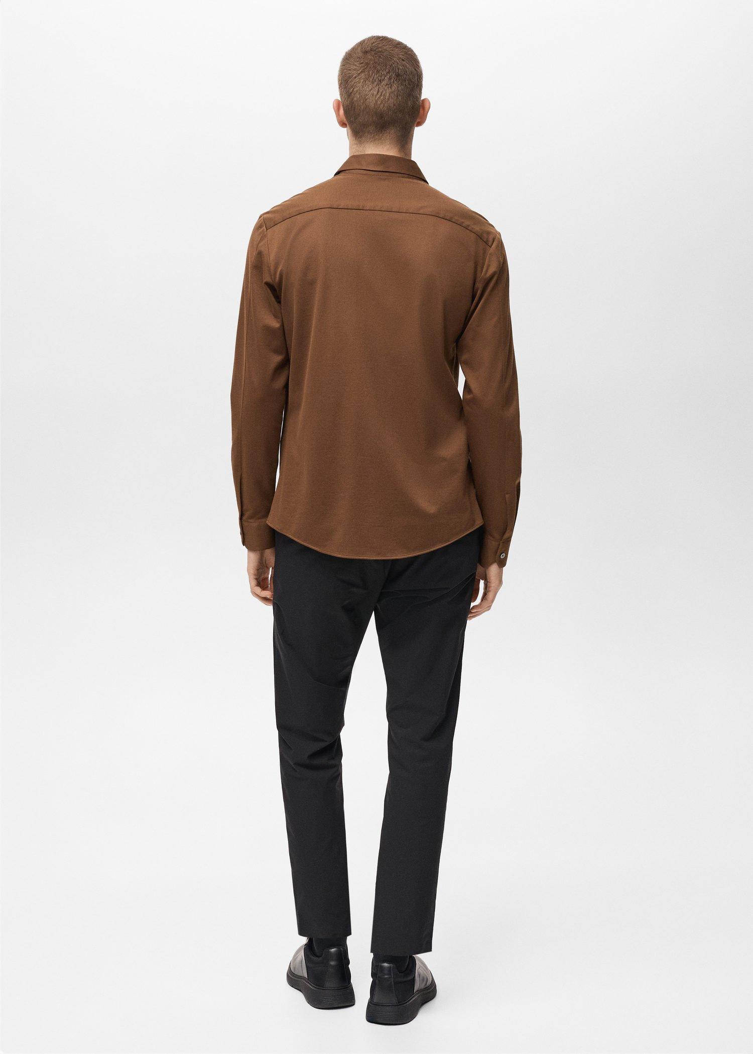 Brown Comfort Stretch Non-Iron Shirt, , large image number 4
