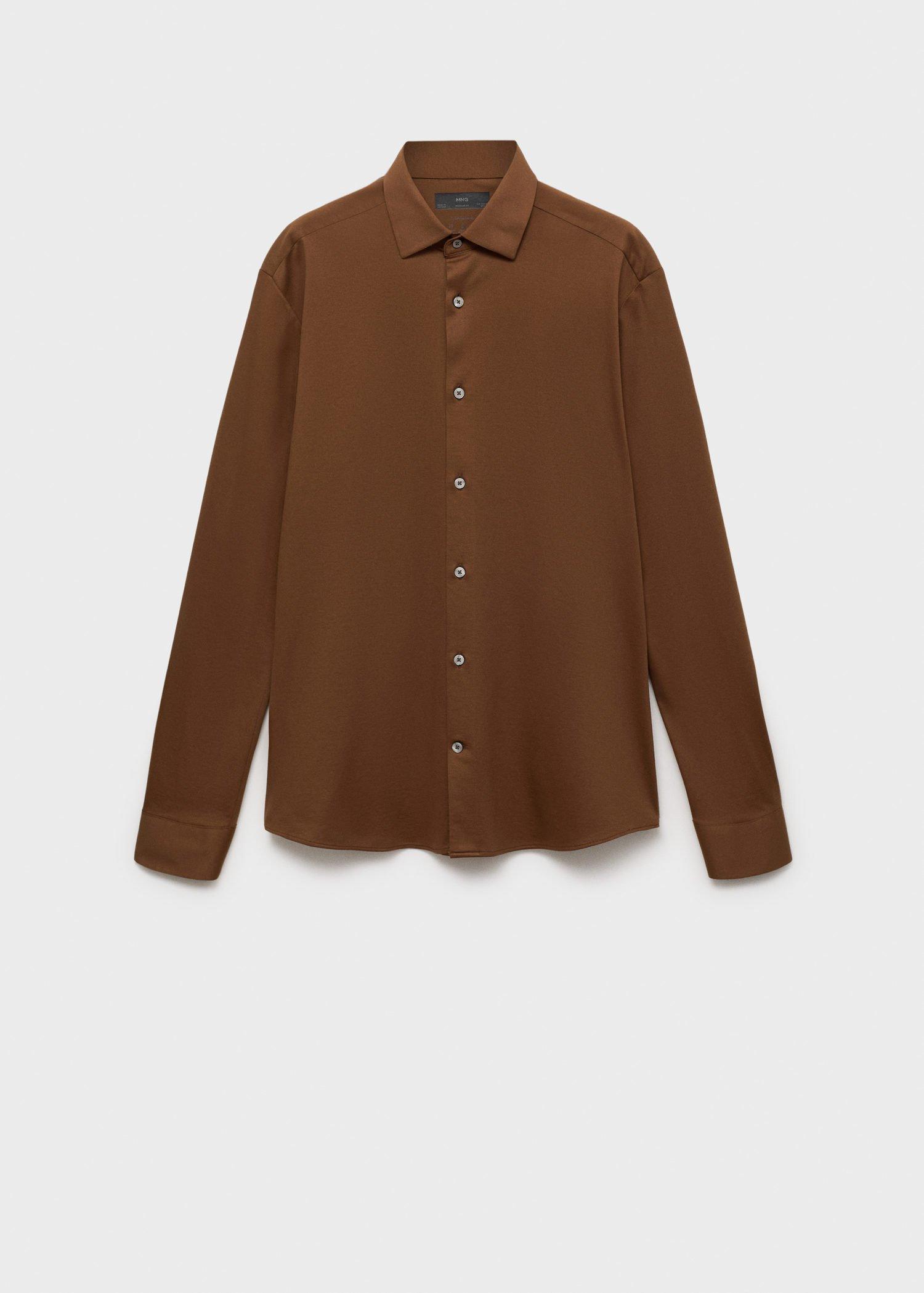Brown Comfort Stretch Non-Iron Shirt, , large image number 7