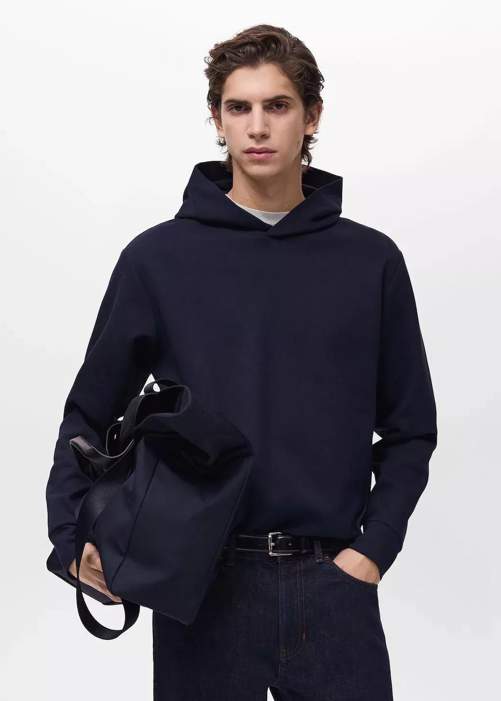 Blue Regular-Fit Cotton Hoodie, , large image number 0