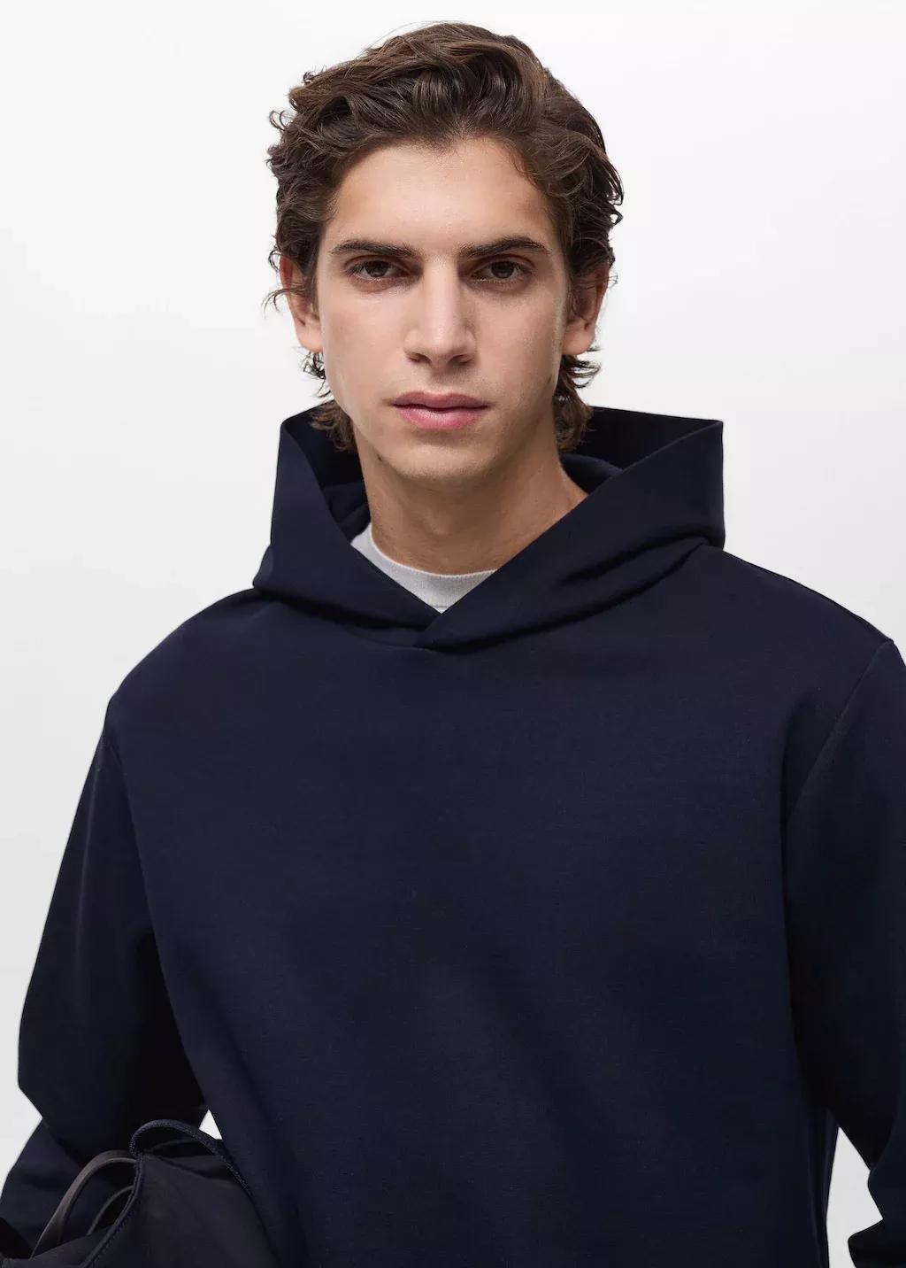 Blue Regular-Fit Cotton Hoodie, , large image number 1