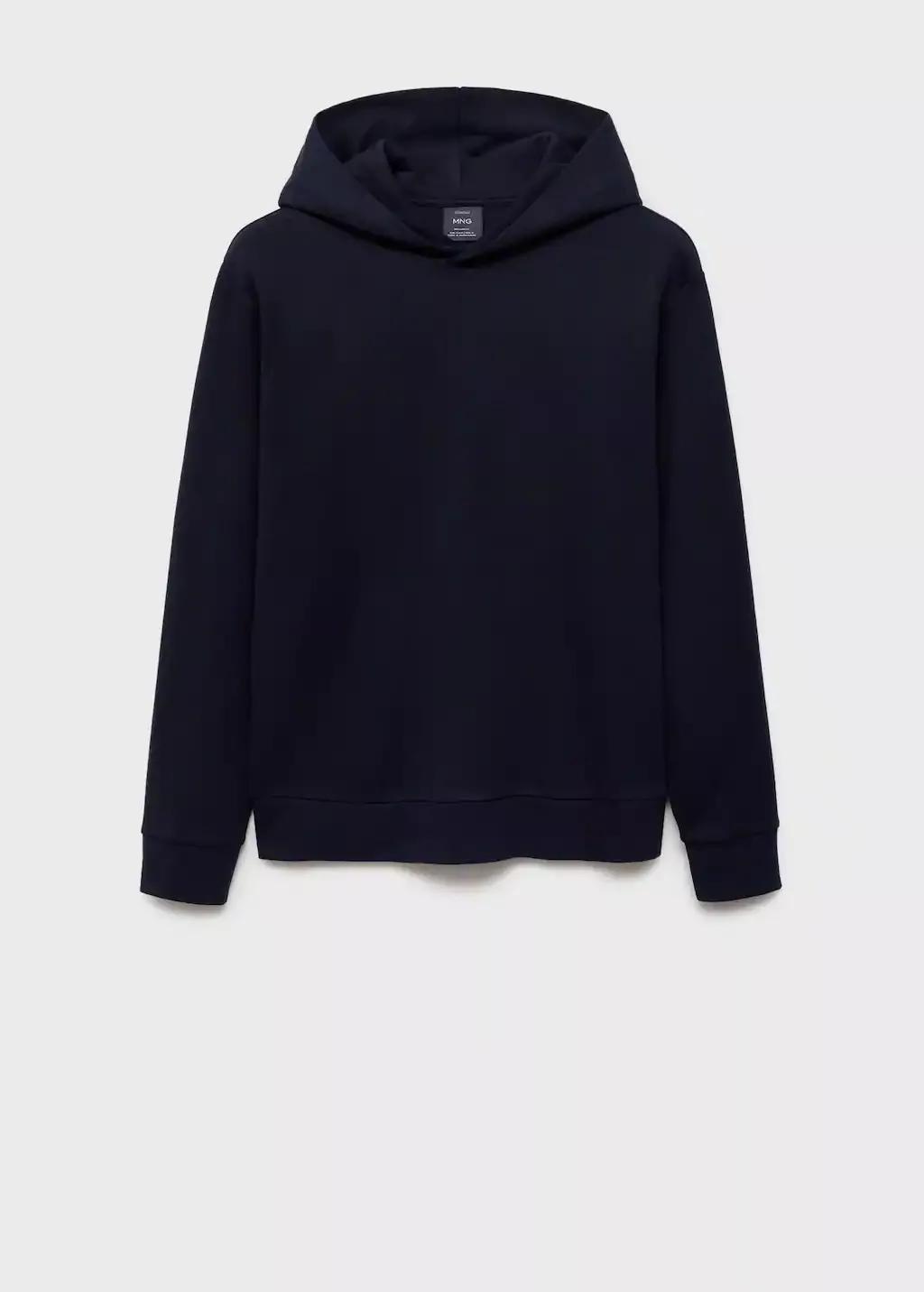 Blue Regular-Fit Cotton Hoodie, , large image number 4