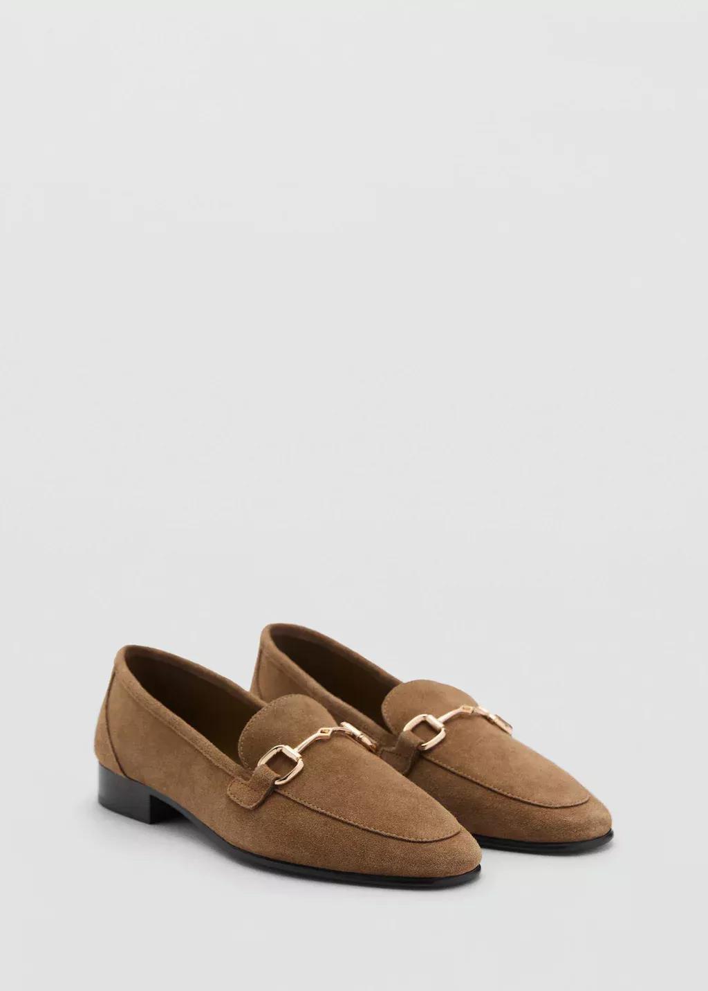 Brown Suede Moccasins With Buckle, , medium