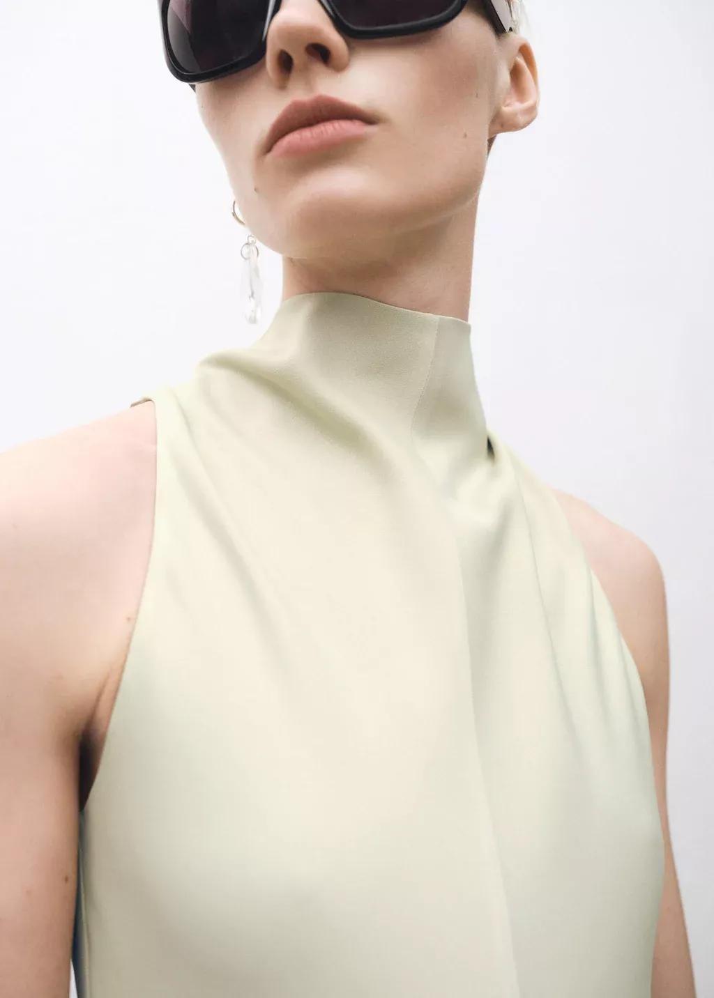 Green Satin Dress With Back Opening, , large image number 1