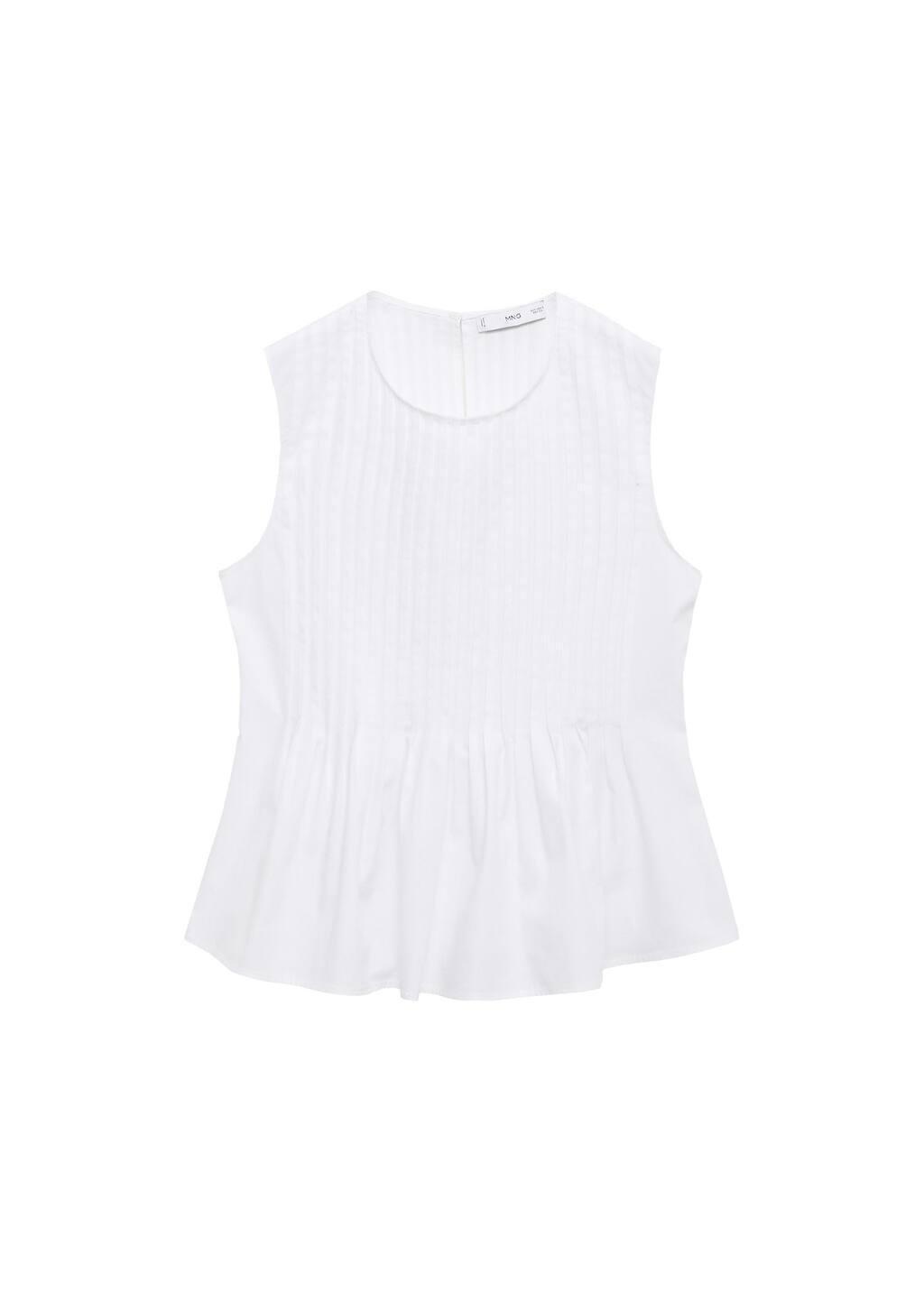 White Cotton Pleats Top, , large image number 2