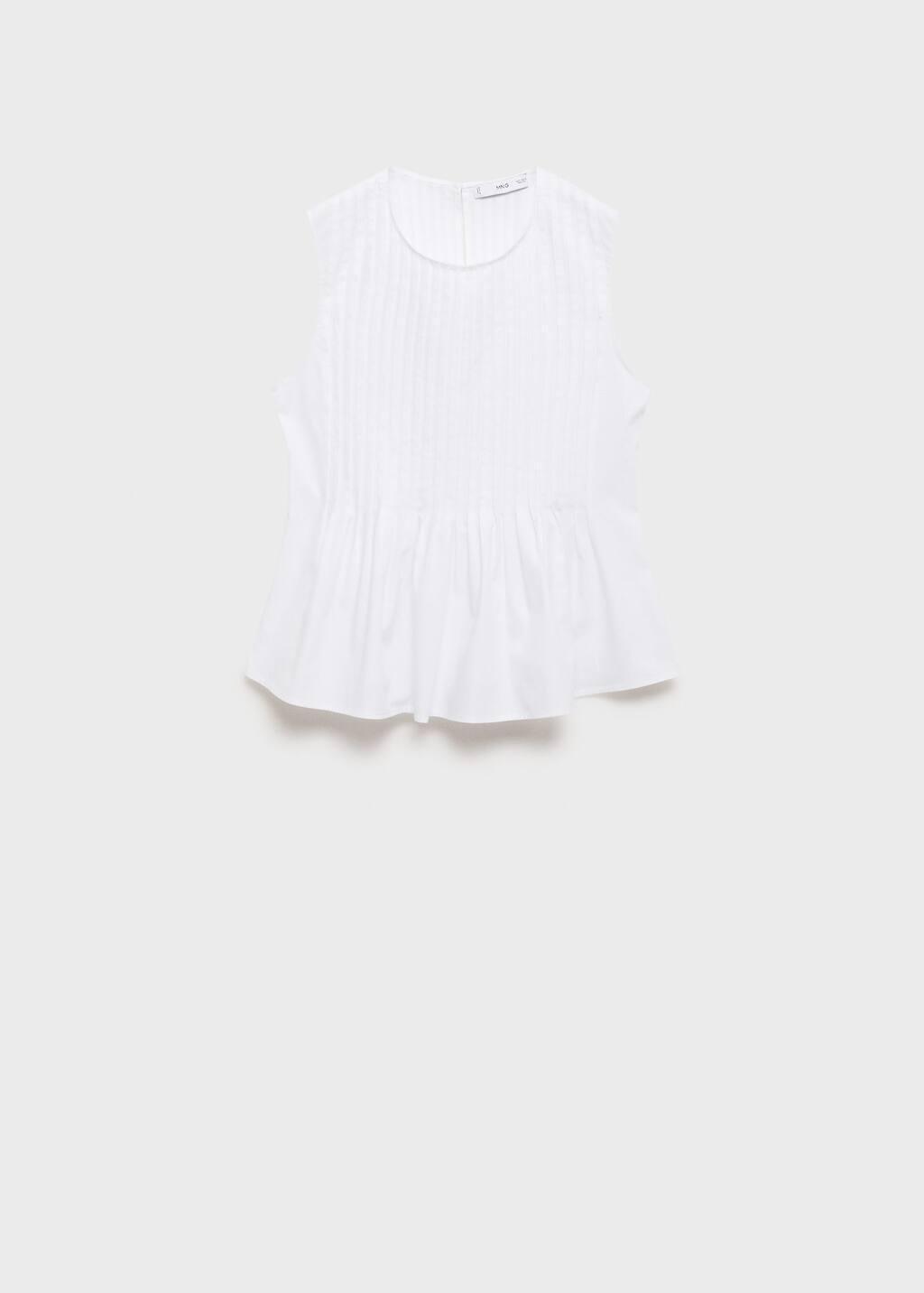 White Cotton Pleats Top, , large image number 4