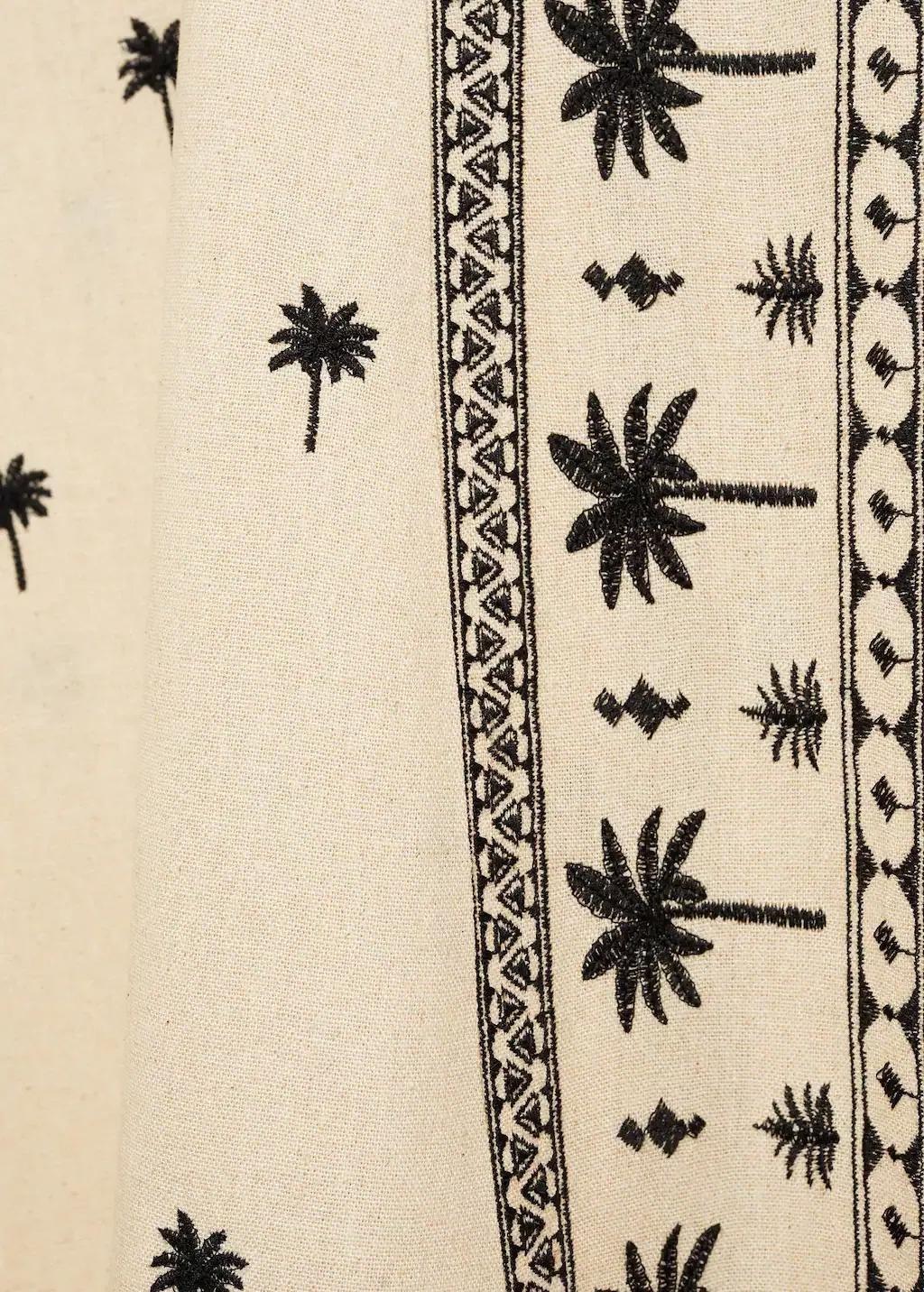 Beige Embroidered Flared Skirt, , large image number 5