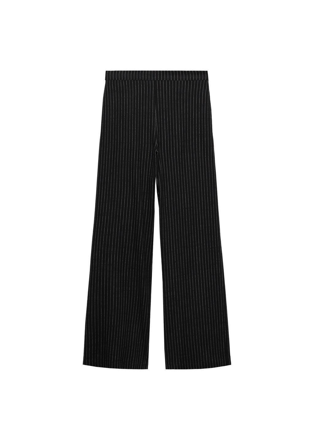 Black Straight Striped Trousers, , large image number 2
