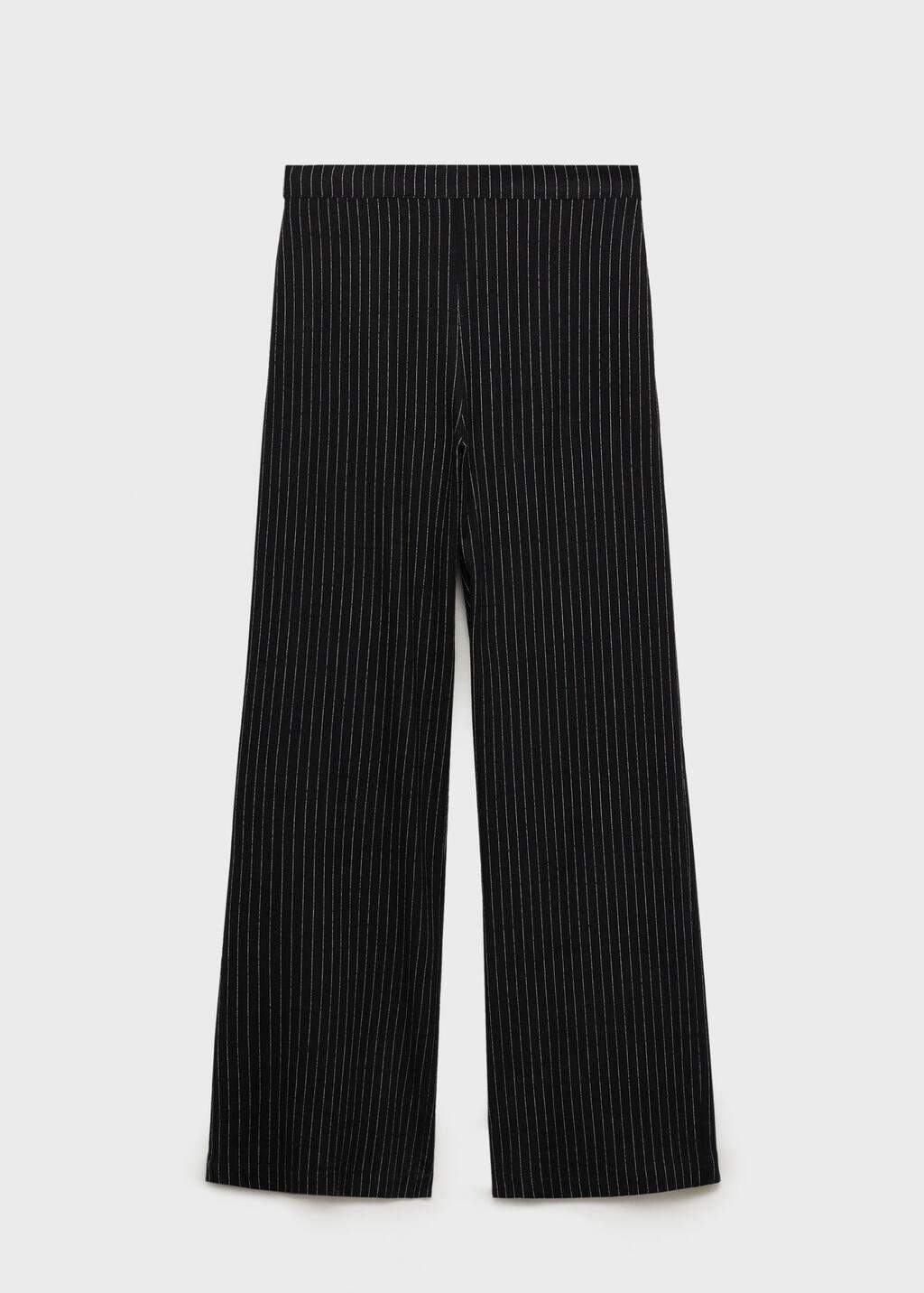 Black Straight Striped Trousers, , large image number 4