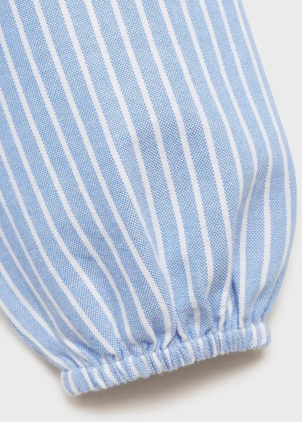 Blue Striped Cotton Blouse, Baby Girl, , medium
