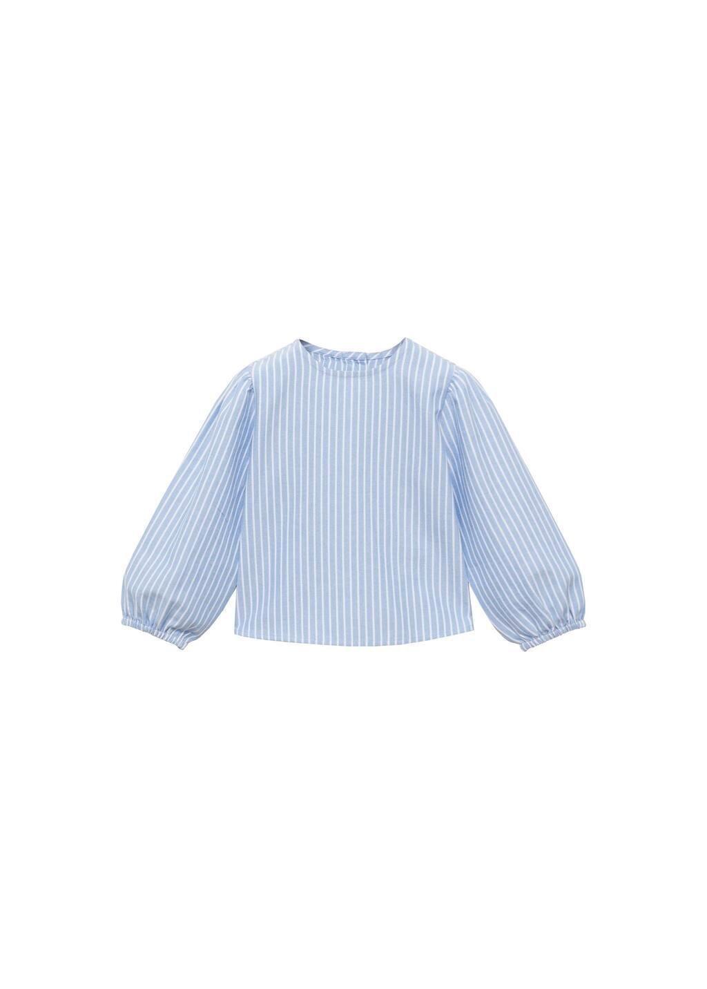 Blue Striped Cotton Blouse, Baby Girl, , large image number 2