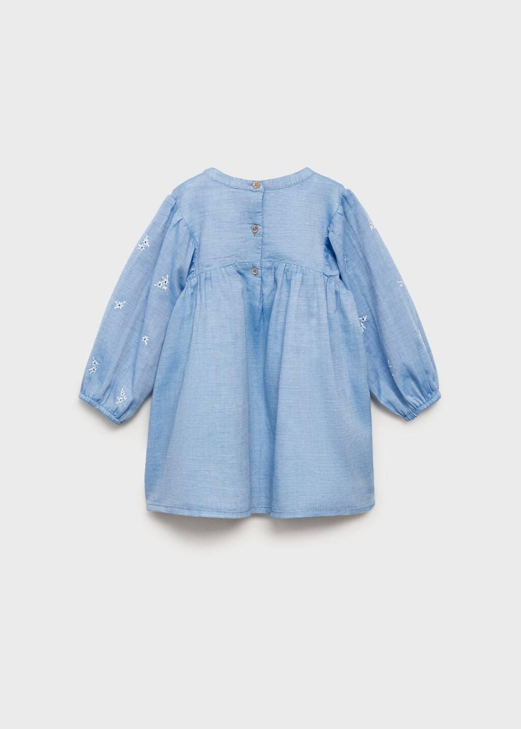Blue Embroidered Cotton Dress Mini, Kids Girls, , large image number 2