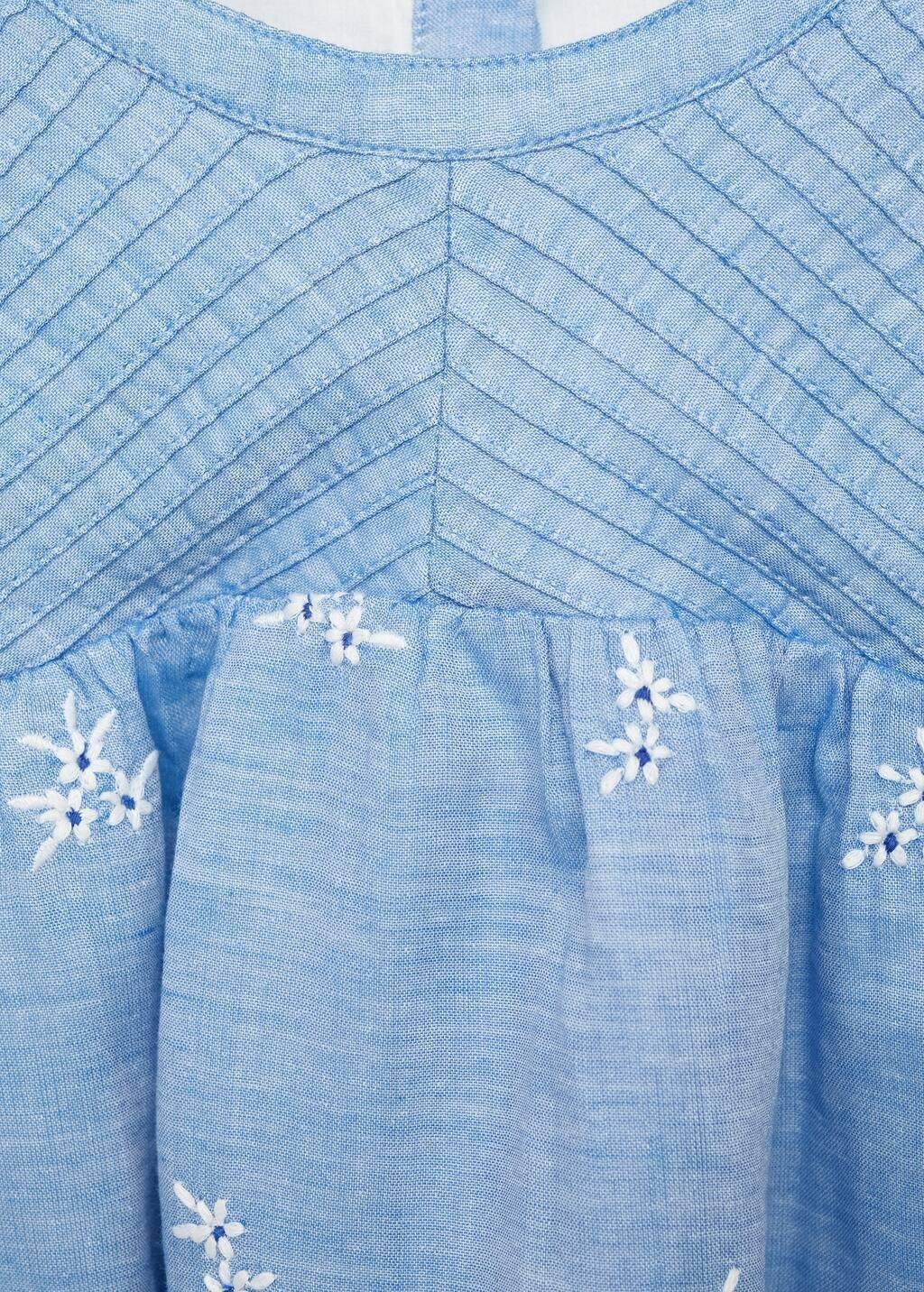 Blue Embroidered Cotton Dress Mini, Kids Girls, , large image number 4