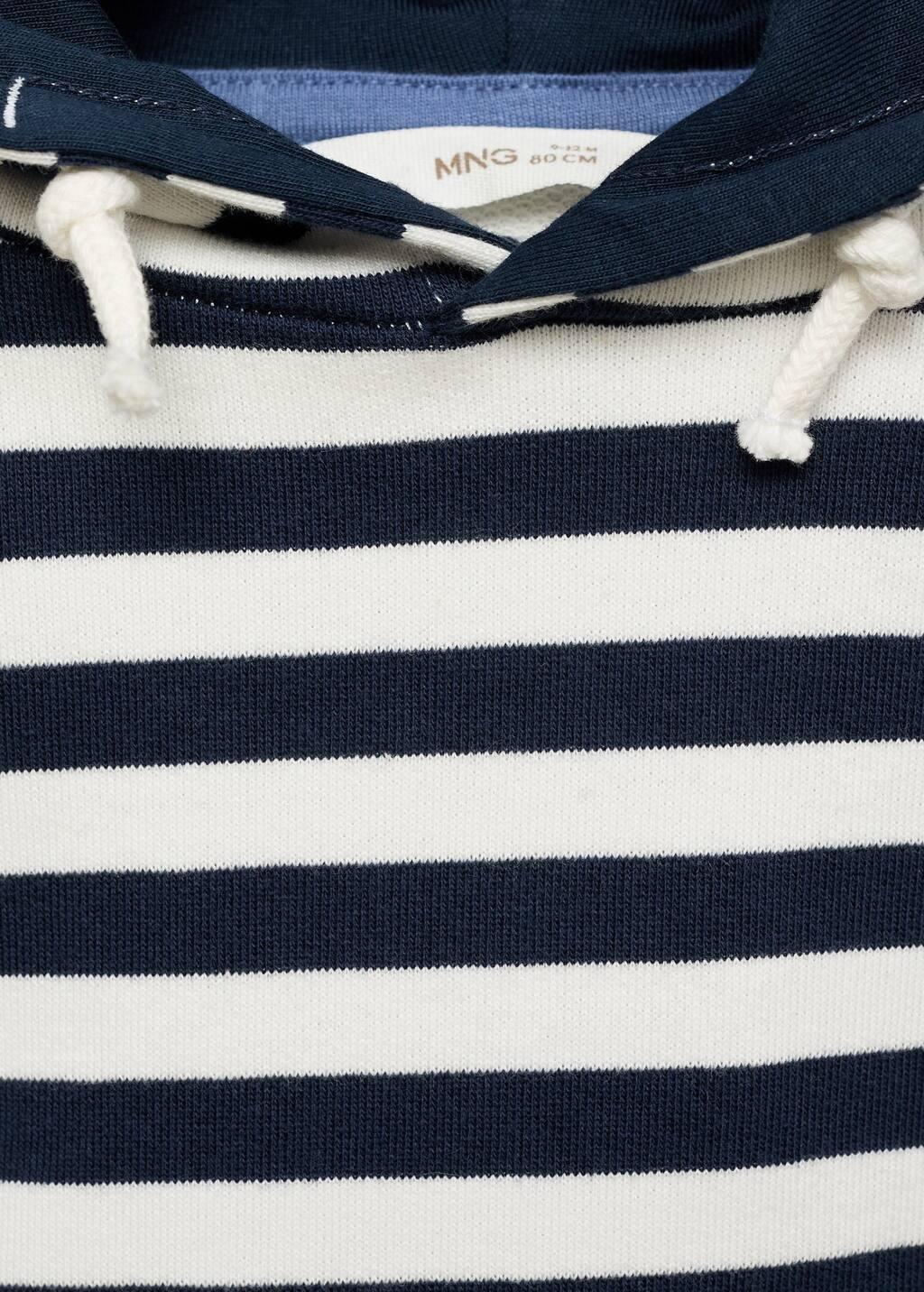 Navy Striped Hooded Sweatshirt, Kids Boys, , large image number 0