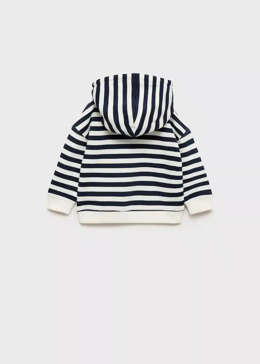 Navy Striped Hooded Sweatshirt, Kids Boys, , large image number 1