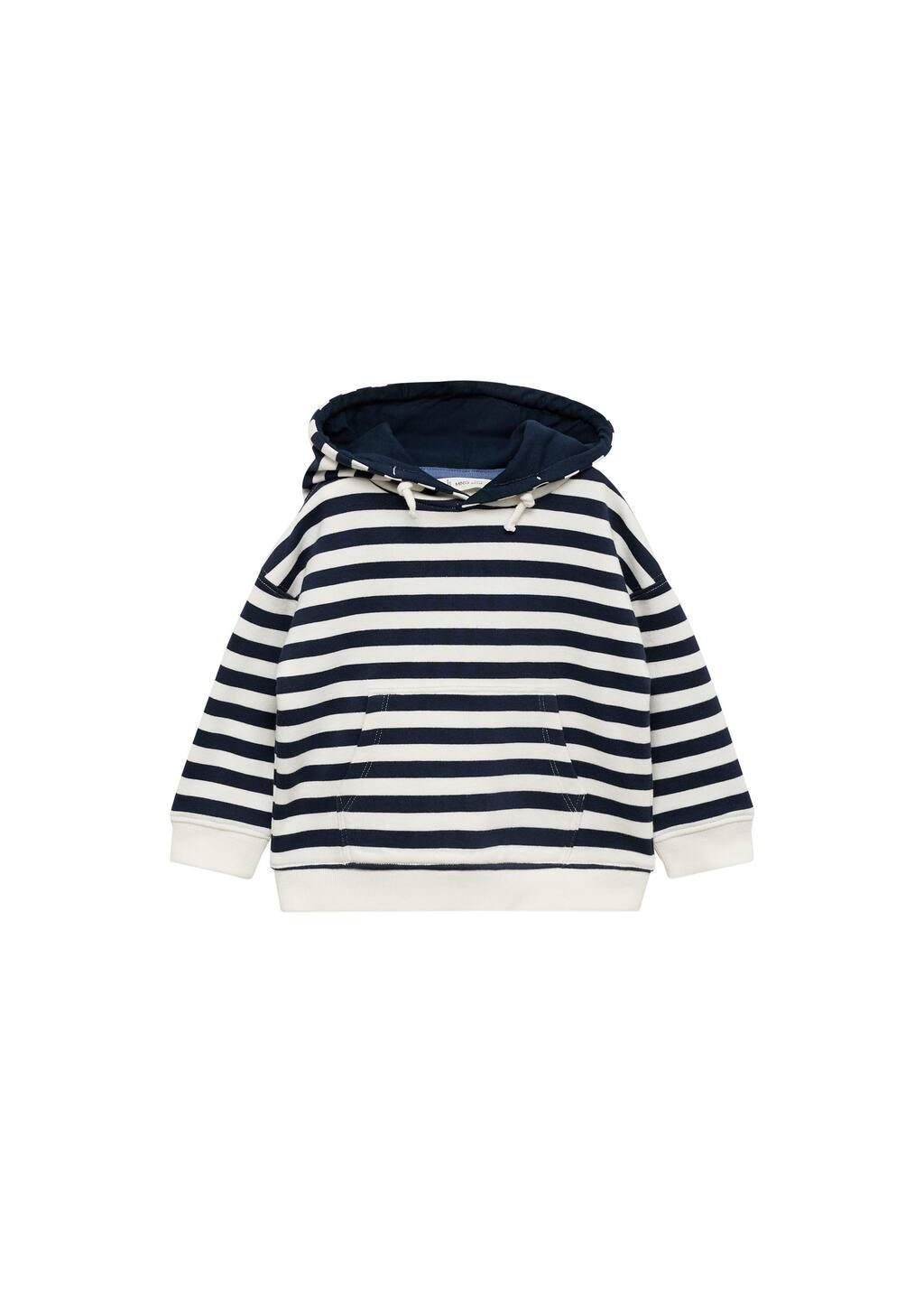 Navy Striped Hooded Sweatshirt, Kids Boys, , large image number 2