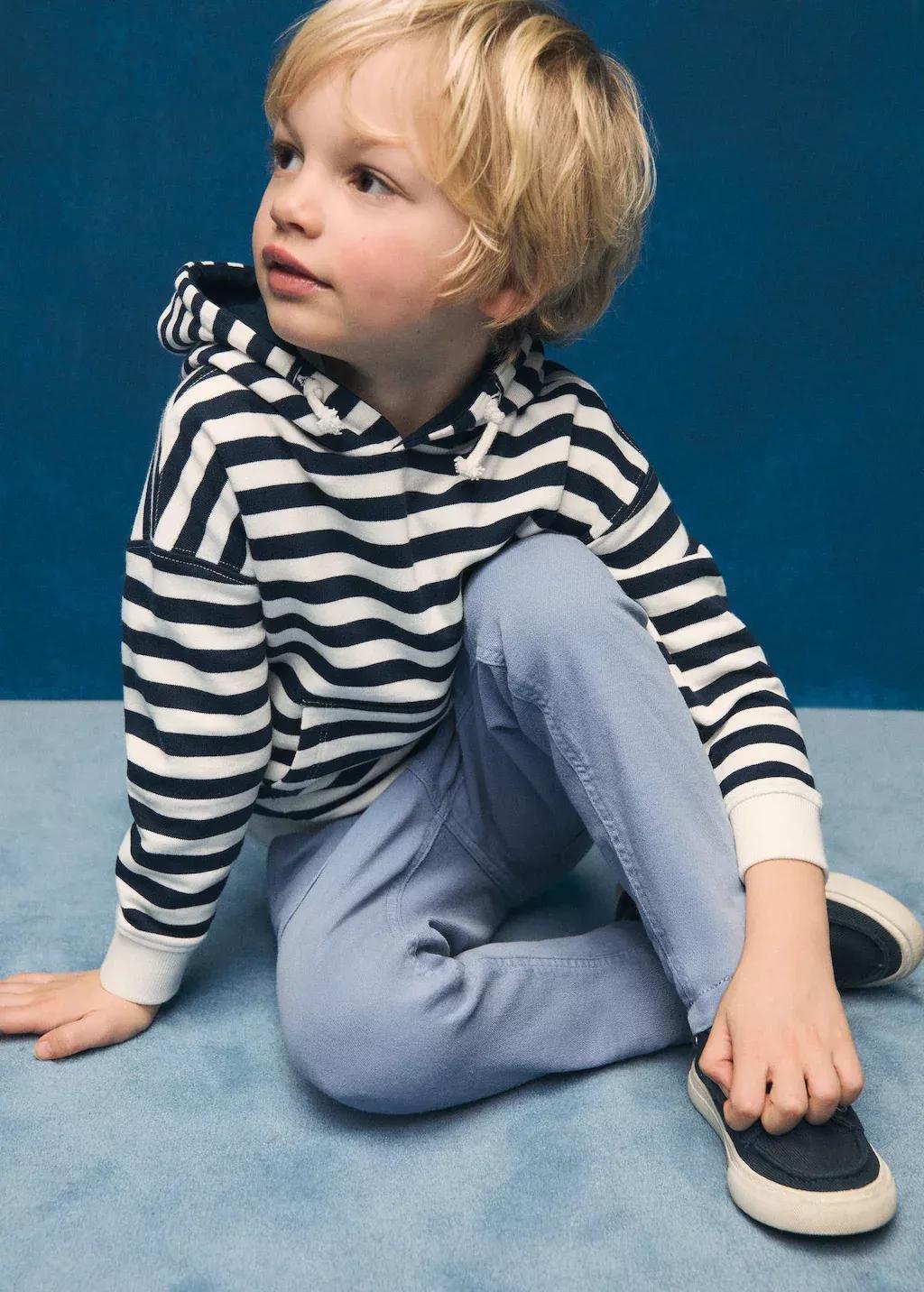 Navy Striped Hooded Sweatshirt, Kids Boys, , large image number 3