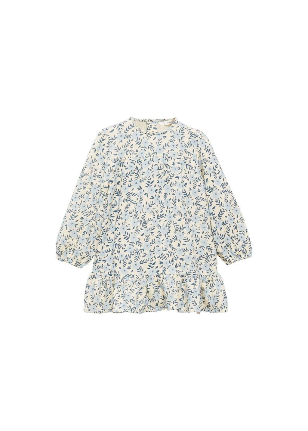 Beige Printed Cotton Dress, Baby Girl, , large image number 2