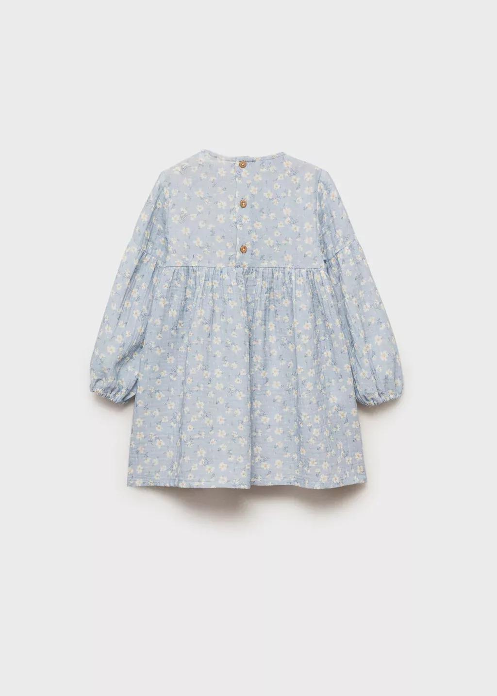 Blue Lt Pastel Flower Print Dress, Baby Girl, , medium