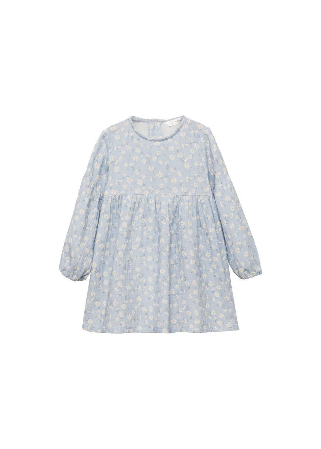 Blue Lt Pastel Flower Print Dress, Baby Girl, , large image number 2