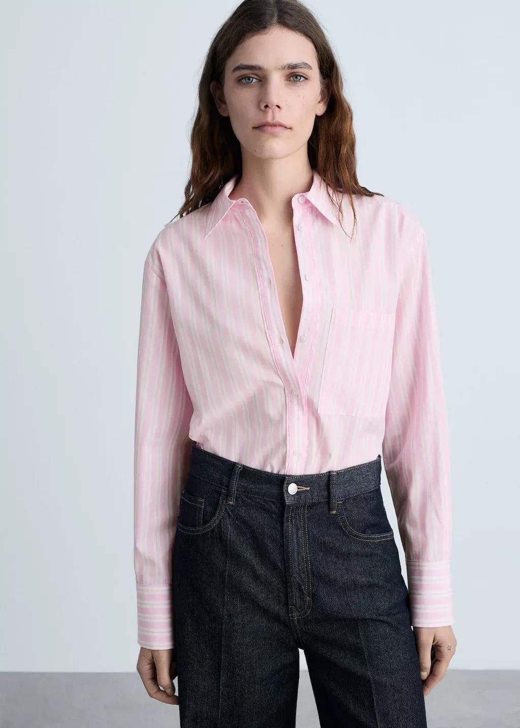 Pink Striped Straight Shirt, , large image number 0
