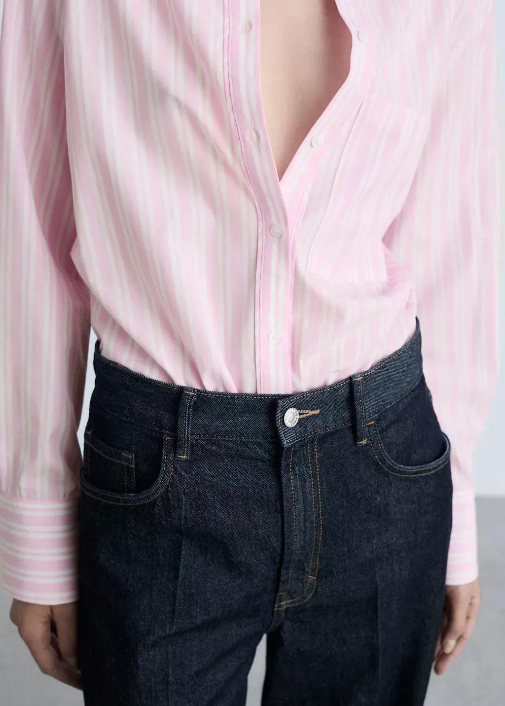 Pink Striped Straight Shirt, , large image number 1