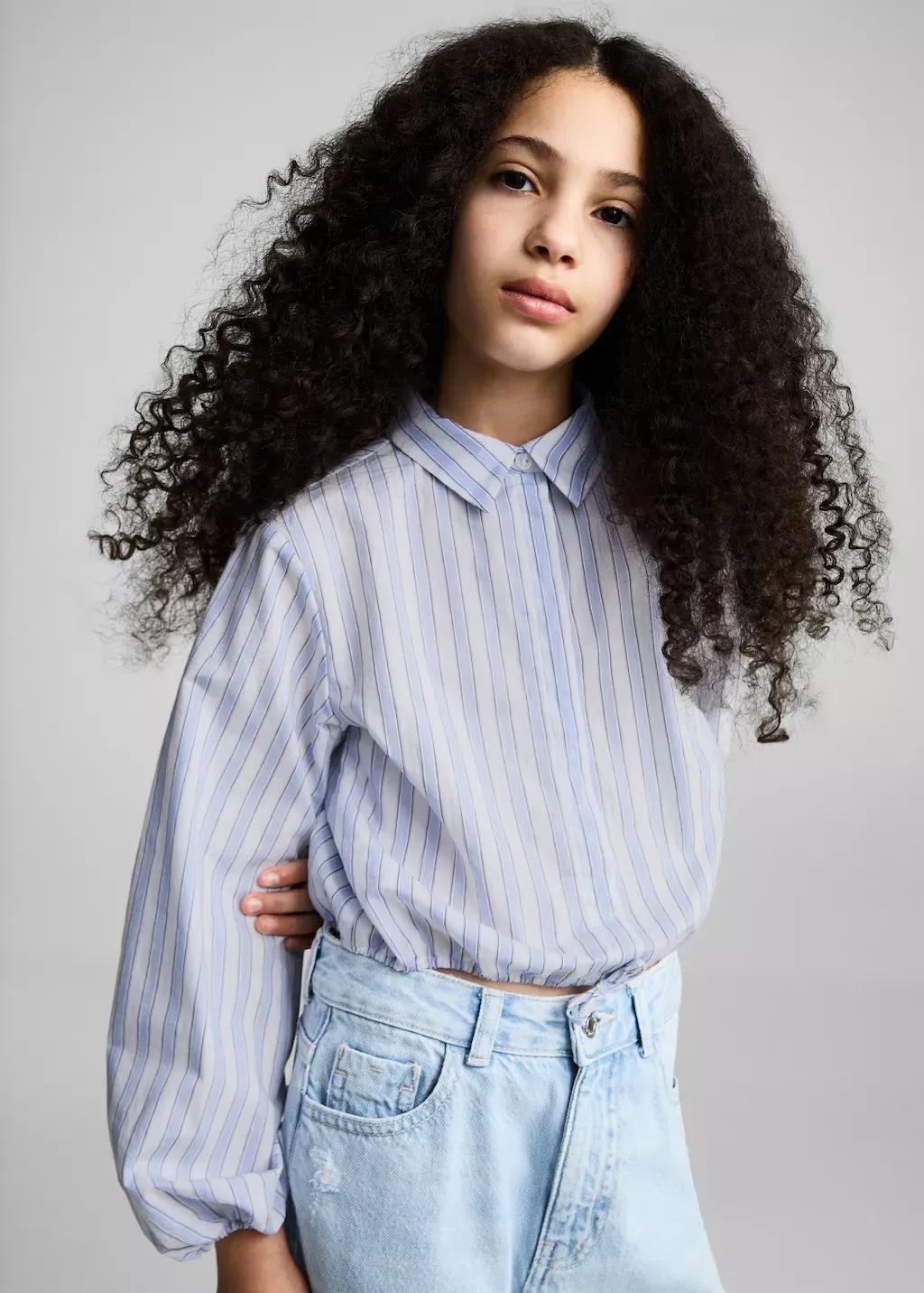 Blue Shirt With Adjustable Waist, Kids Girl, , medium