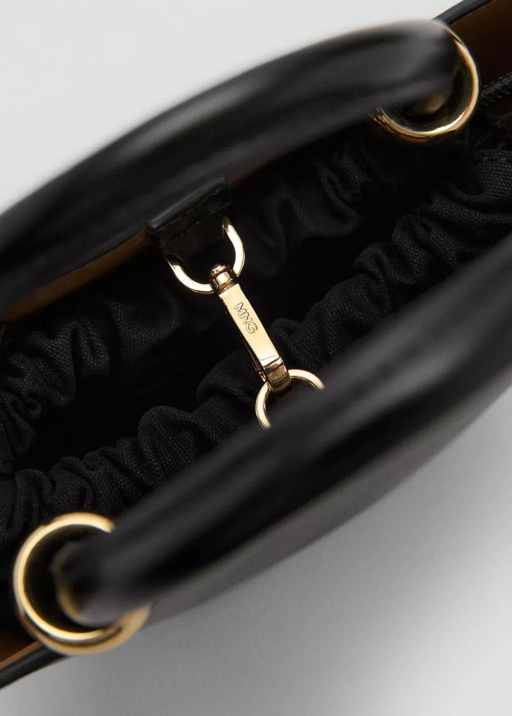Black Mini Shopper Bag With Metallic Detail, Black, large image number 1