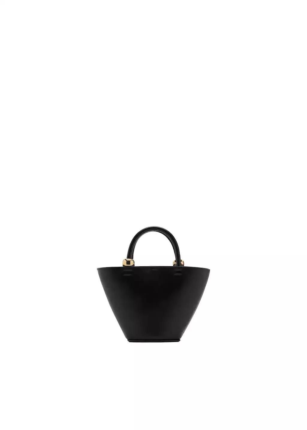 Black Mini Shopper Bag With Metallic Detail, Black, large image number 3