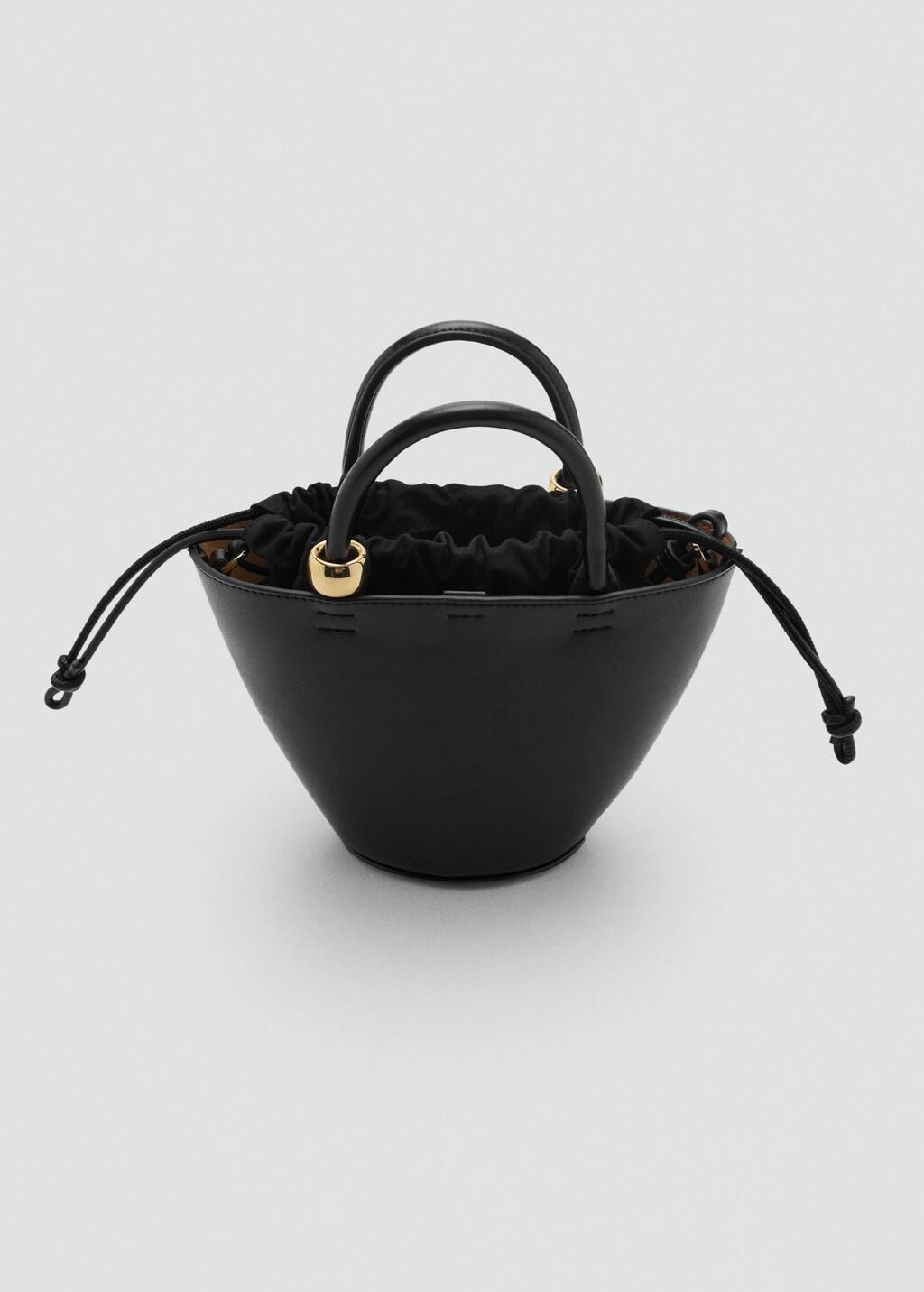 Black Mini Shopper Bag With Metallic Detail, Black, large image number 4