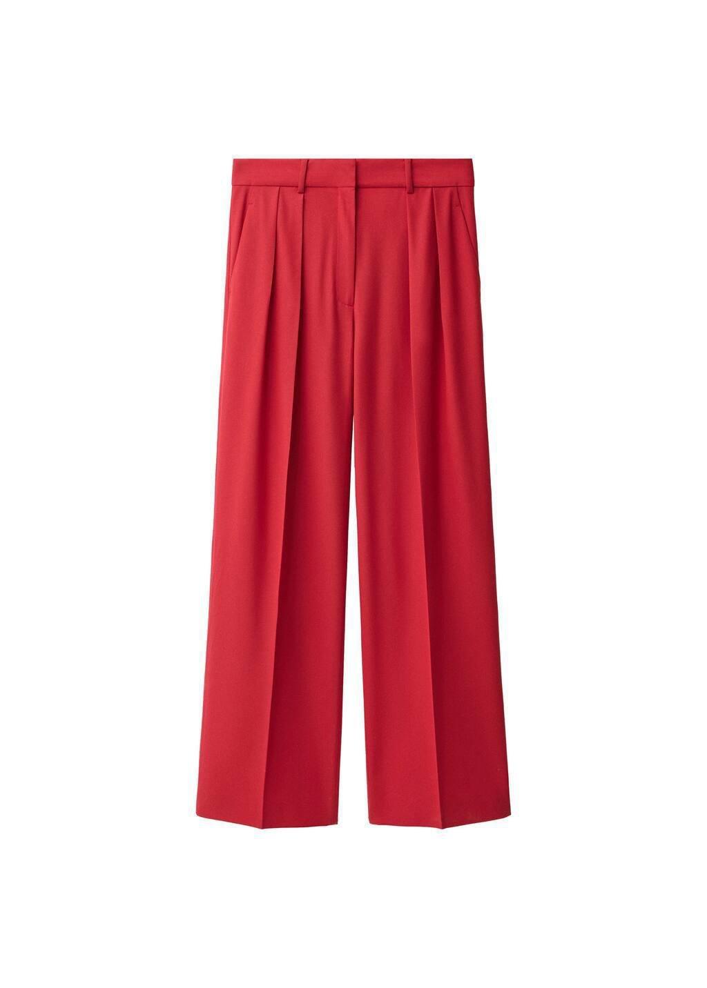 Red Wideleg Wool-Blend Suit Trousers, , large image number 2