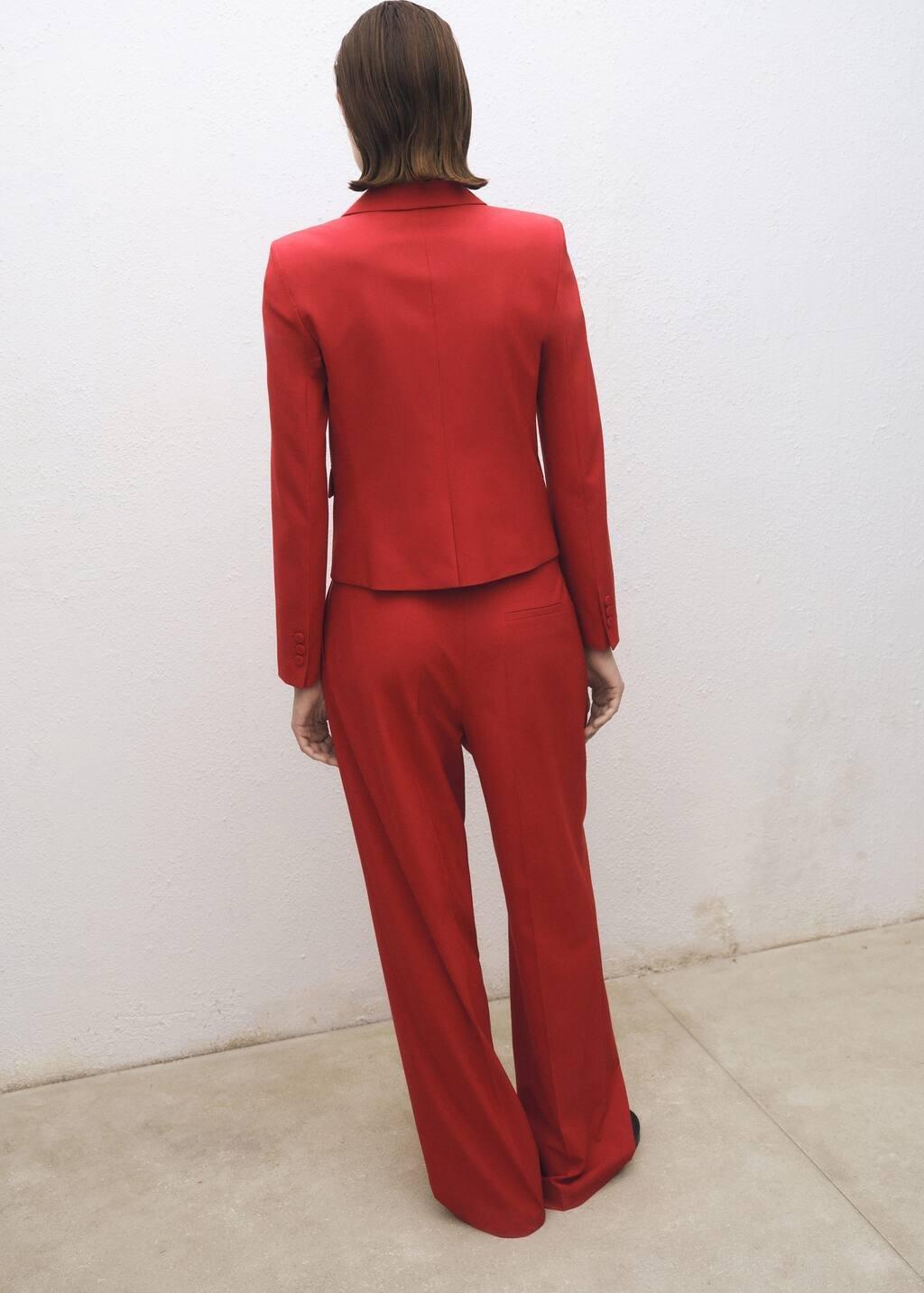 Red Wideleg Wool-Blend Suit Trousers, , large image number 7
