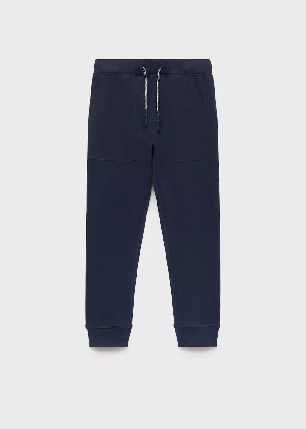 Navy Cotton Jogger-Style Trousers, Kids Boy, , medium