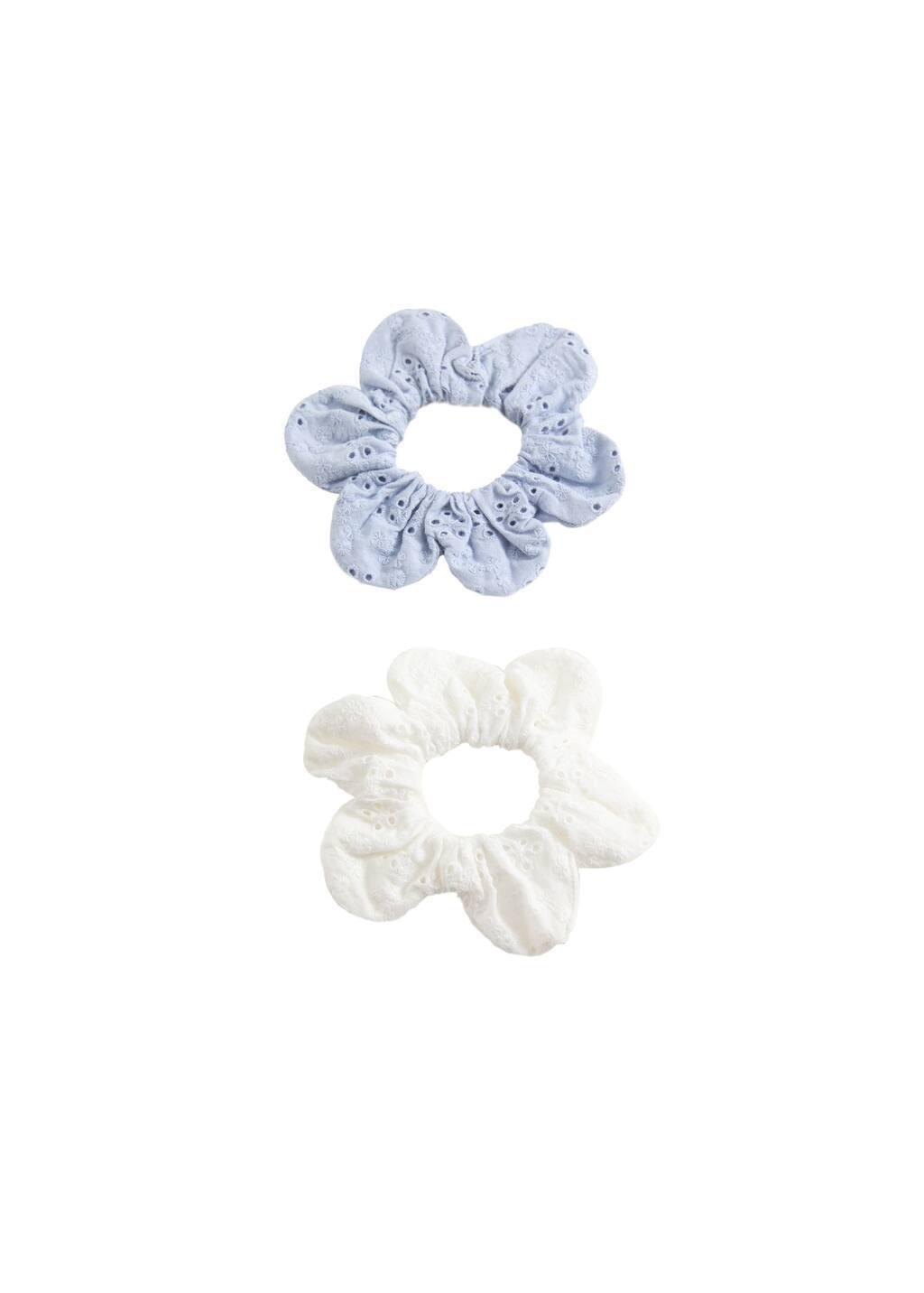 Blue Lt Pastel Pack 2 Flower Scrunchies, Kids Girl, Light-Pastel Blue, large image number 1