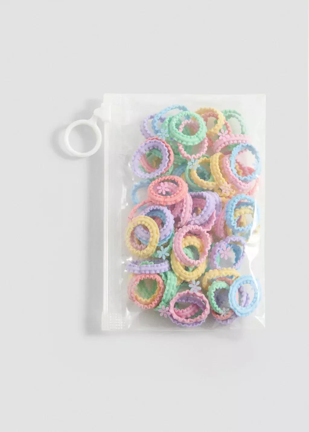 Pink Lt Pastel Bag Of Hair Scrunchies, Kids Girl, Light-Pastel Pink, large image number 0