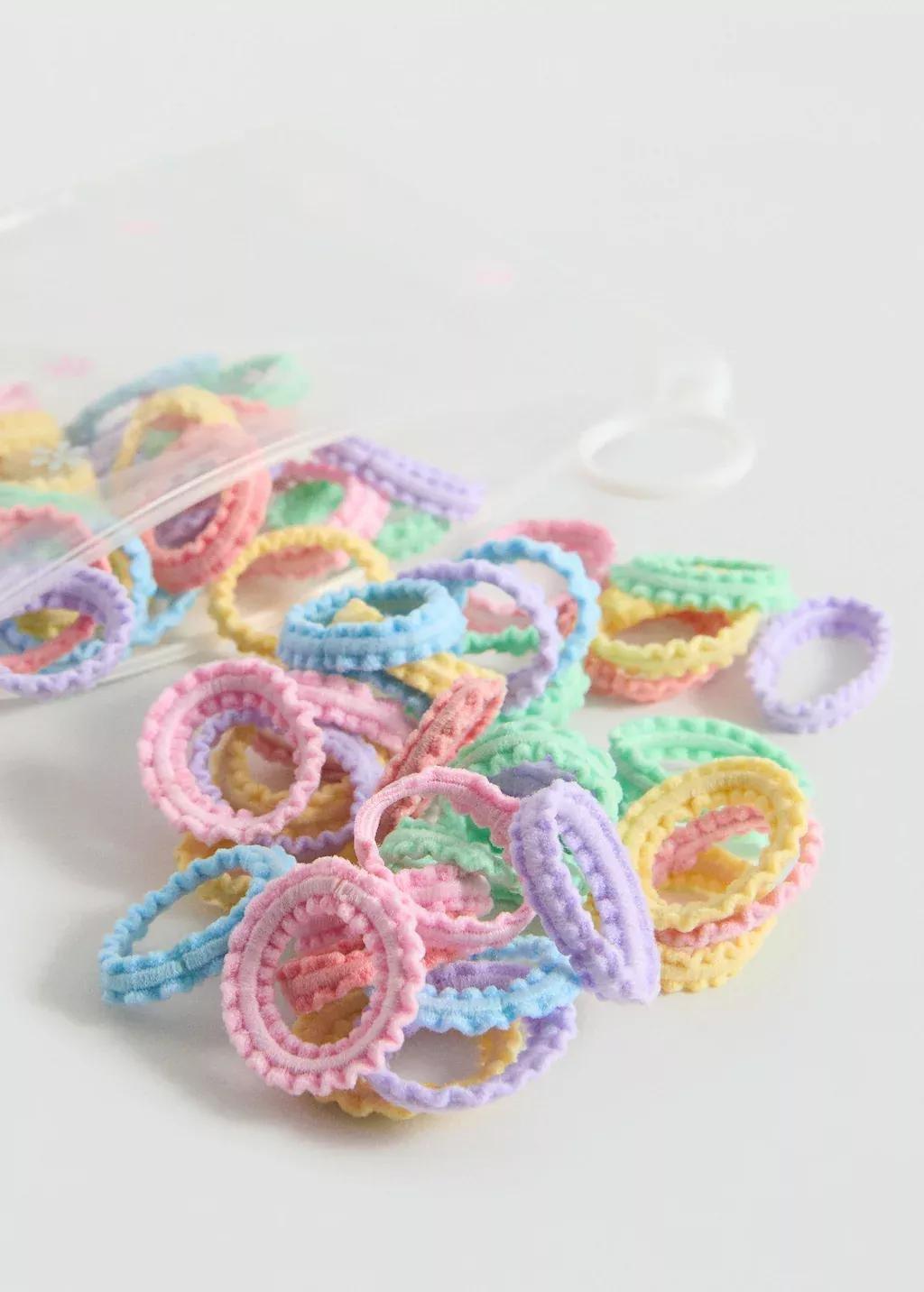 Pink Lt Pastel Bag Of Hair Scrunchies, Kids Girl, Light-Pastel Pink, large image number 1