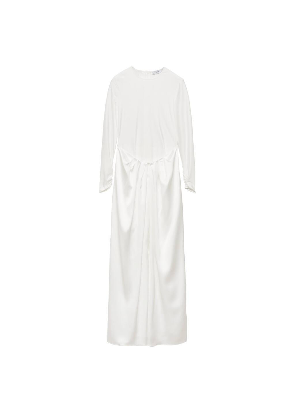 White Combined-Fabric Long Dress, , large image number 1