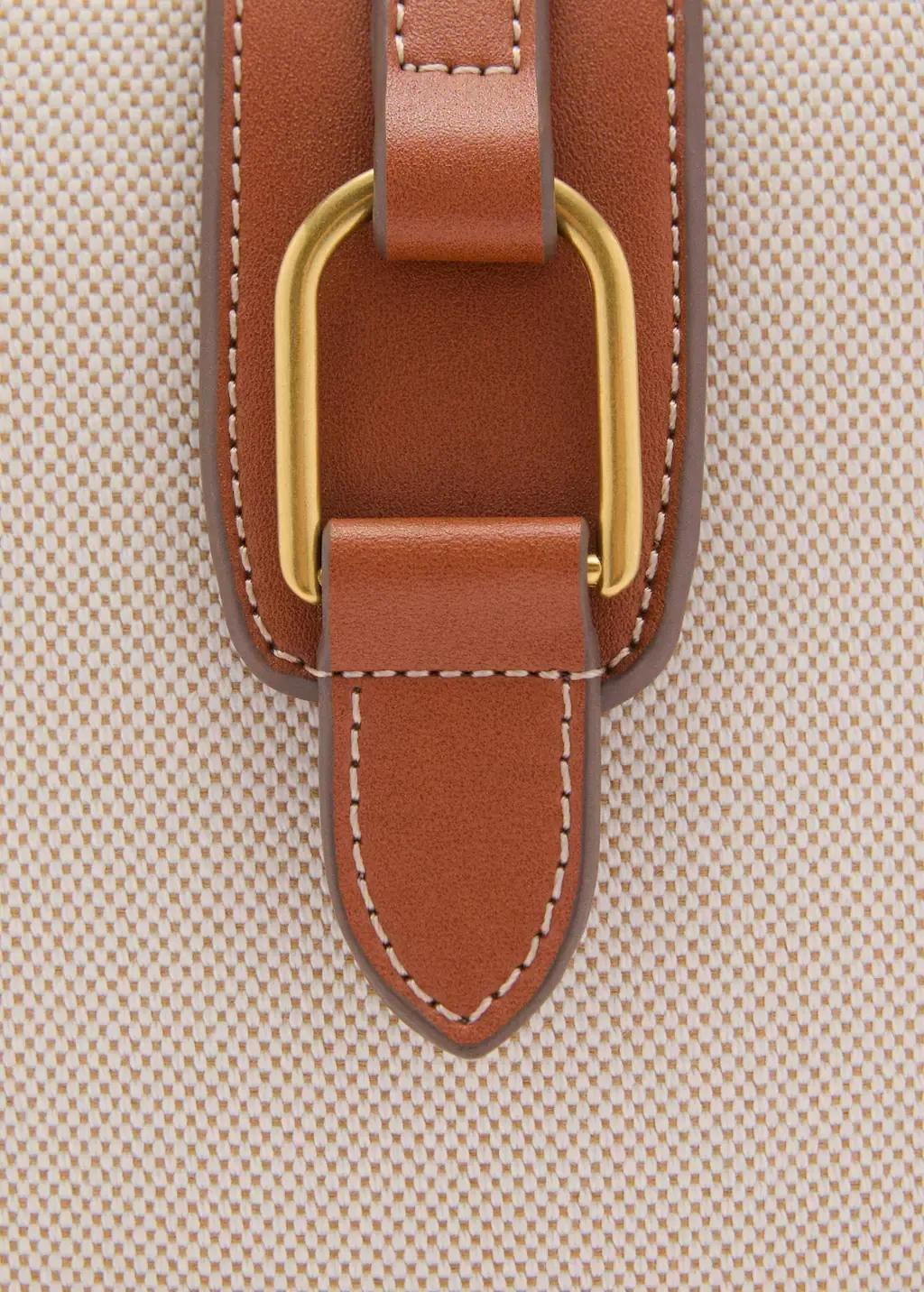 Brown Contrasting Canvas Bucket Bag, 0201_CU, large image number 2