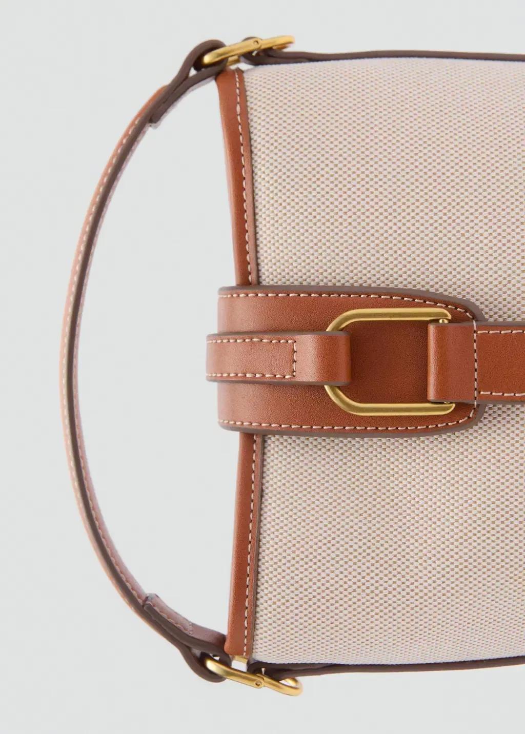 Brown Contrasting Canvas Bucket Bag, 0201_CU, large image number 5
