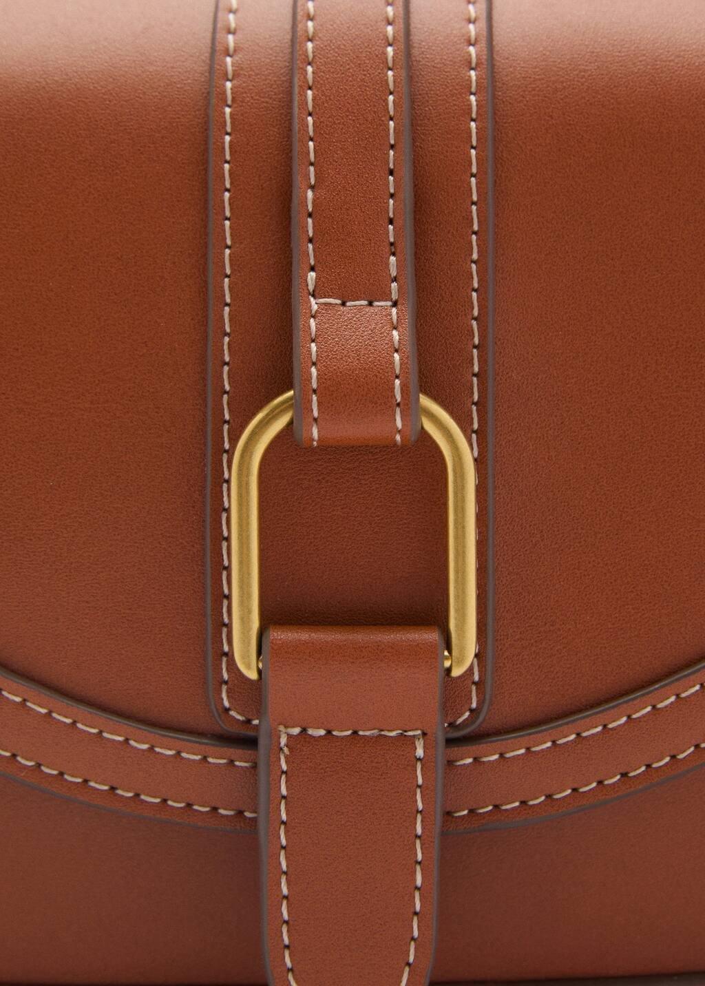 Brown Leather-Effect Shoulder Bag With Buckle, 0201_CU, large image number 1