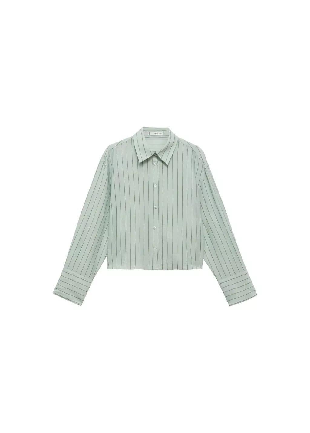 Green Striped Cropped Shirt, , large image number 3
