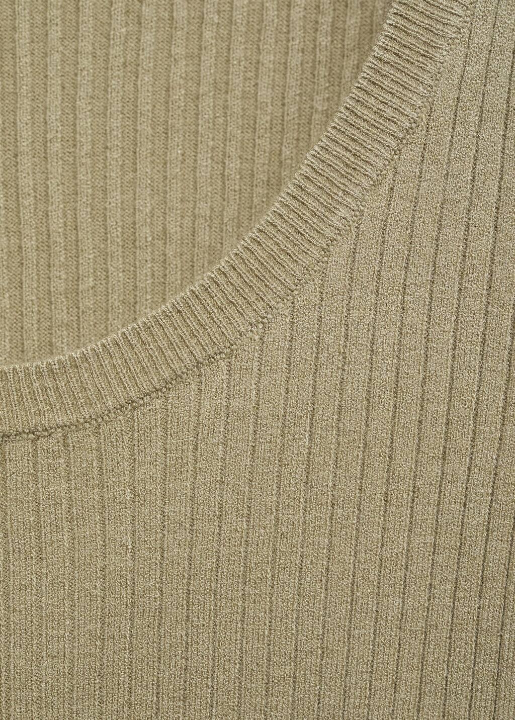 Khaki Knitted Ribbed Sweater, , large image number 2