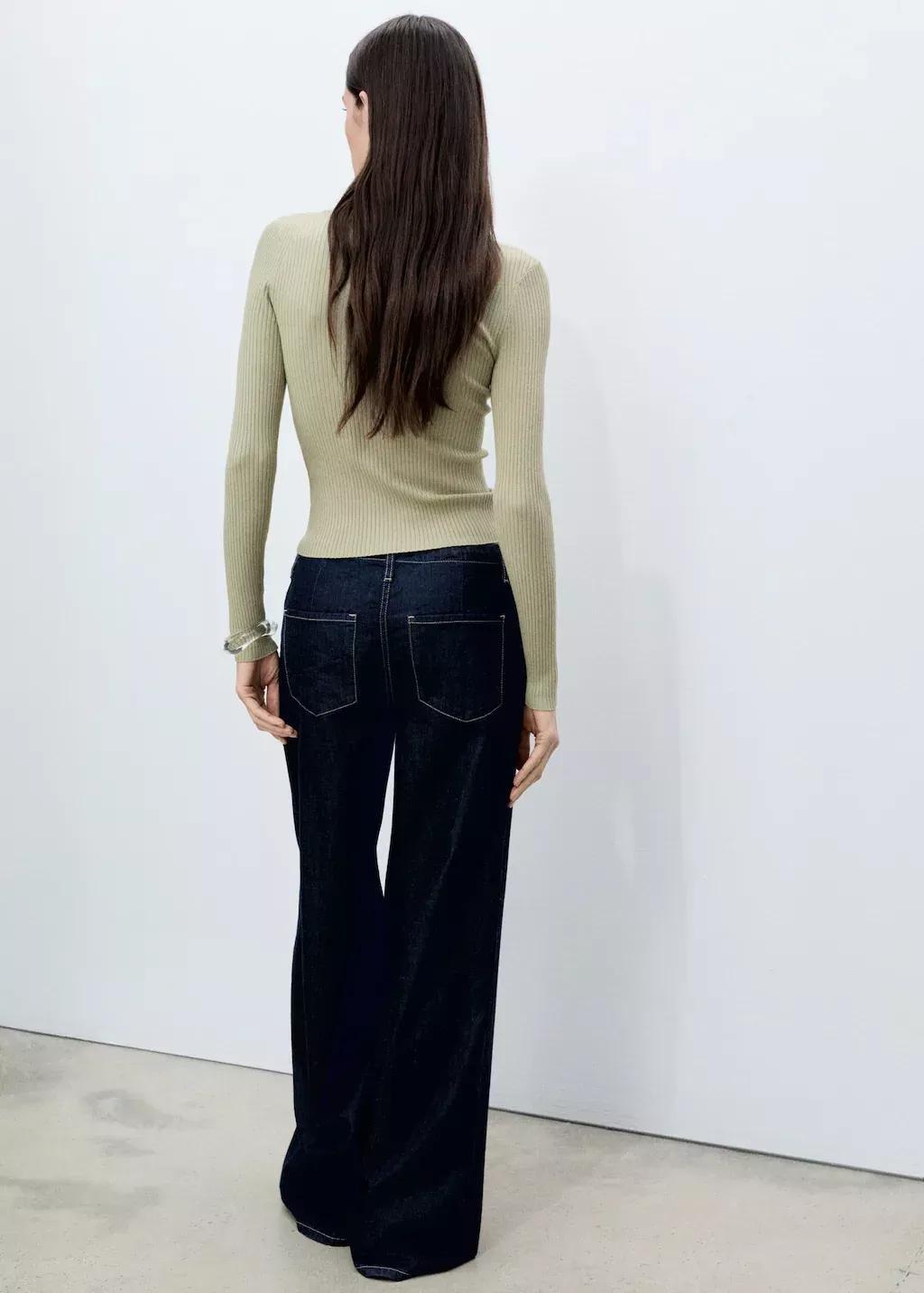Khaki Knitted Ribbed Sweater, , large image number 4