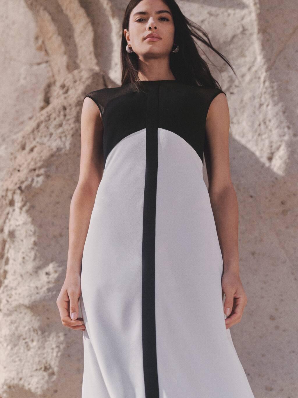 White  Block Sheath Maxi Dress, , large image number 4