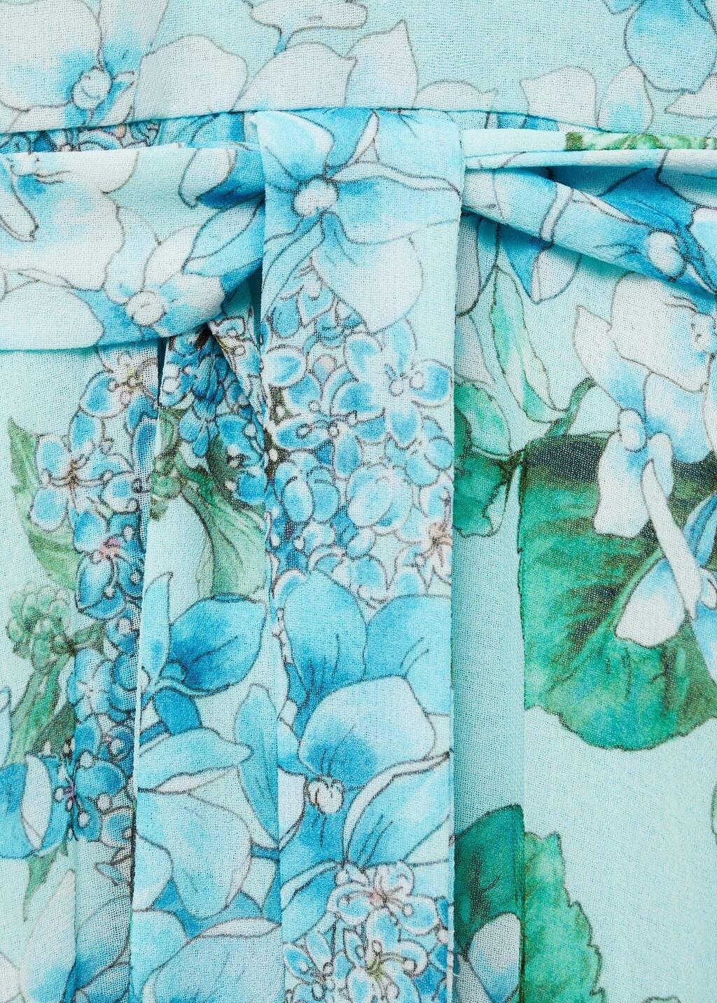 Blue Floral-Print Pleated Dress, , large image number 2